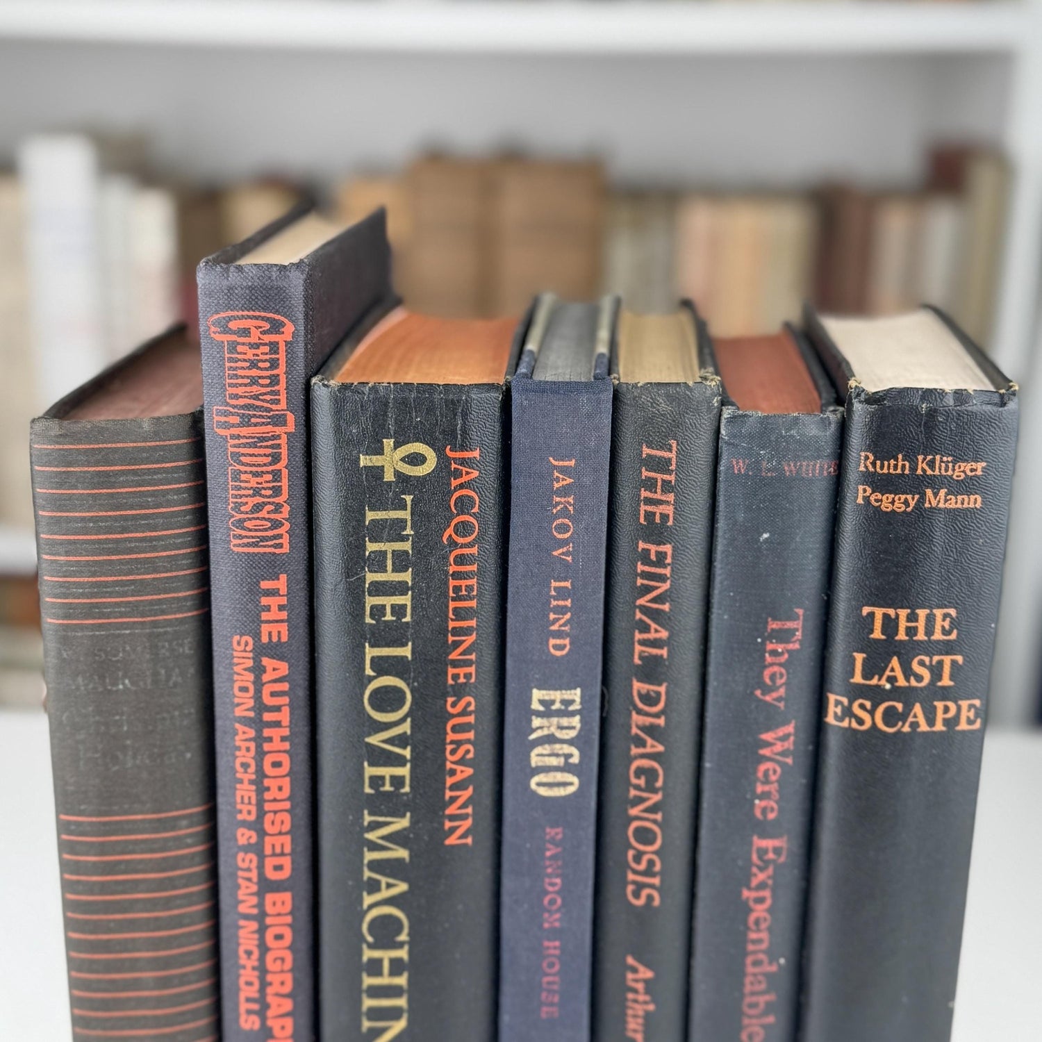 Vintage Black and Orange Book Bundle for Halloween Shelf Styling and Gothic Decor - Pretty Old Books