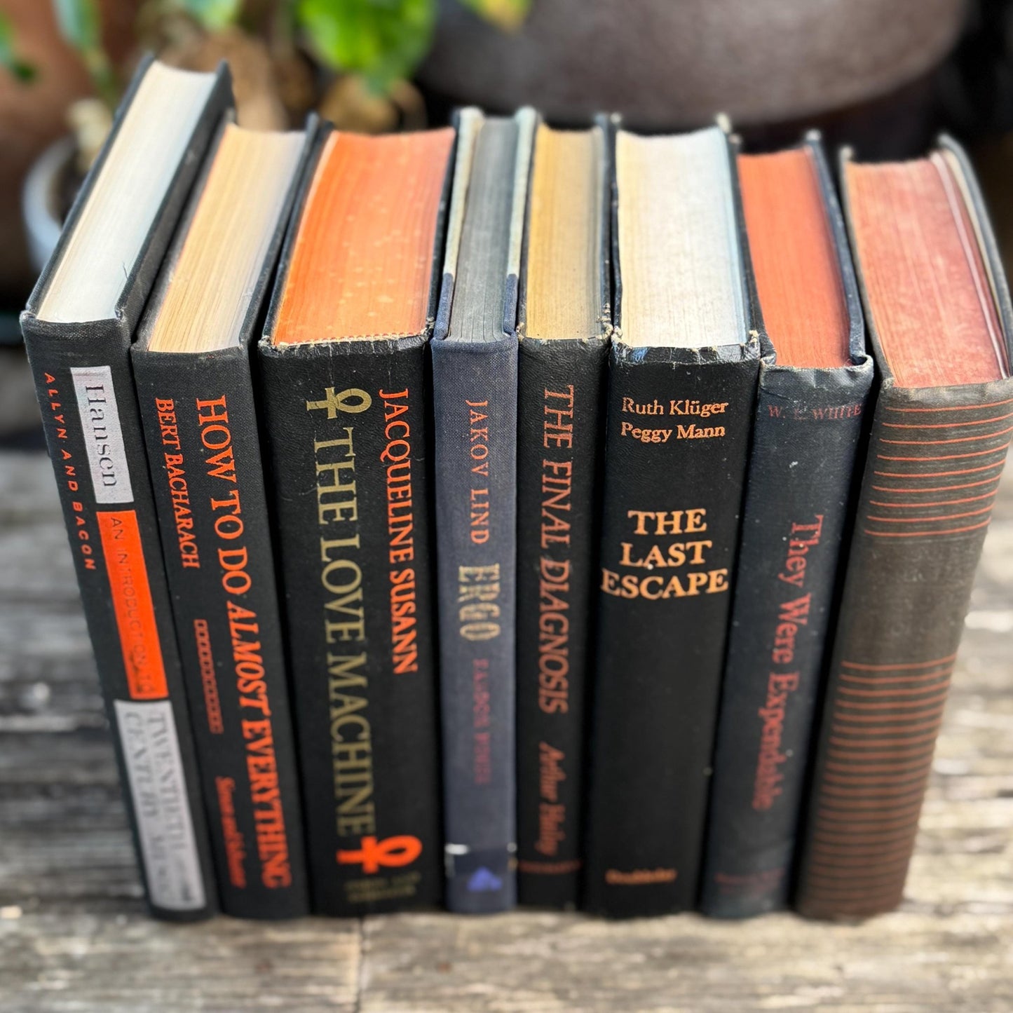 Vintage Black and Orange Book Bundle for Halloween Shelf Styling and Gothic Decor - Pretty Old Books