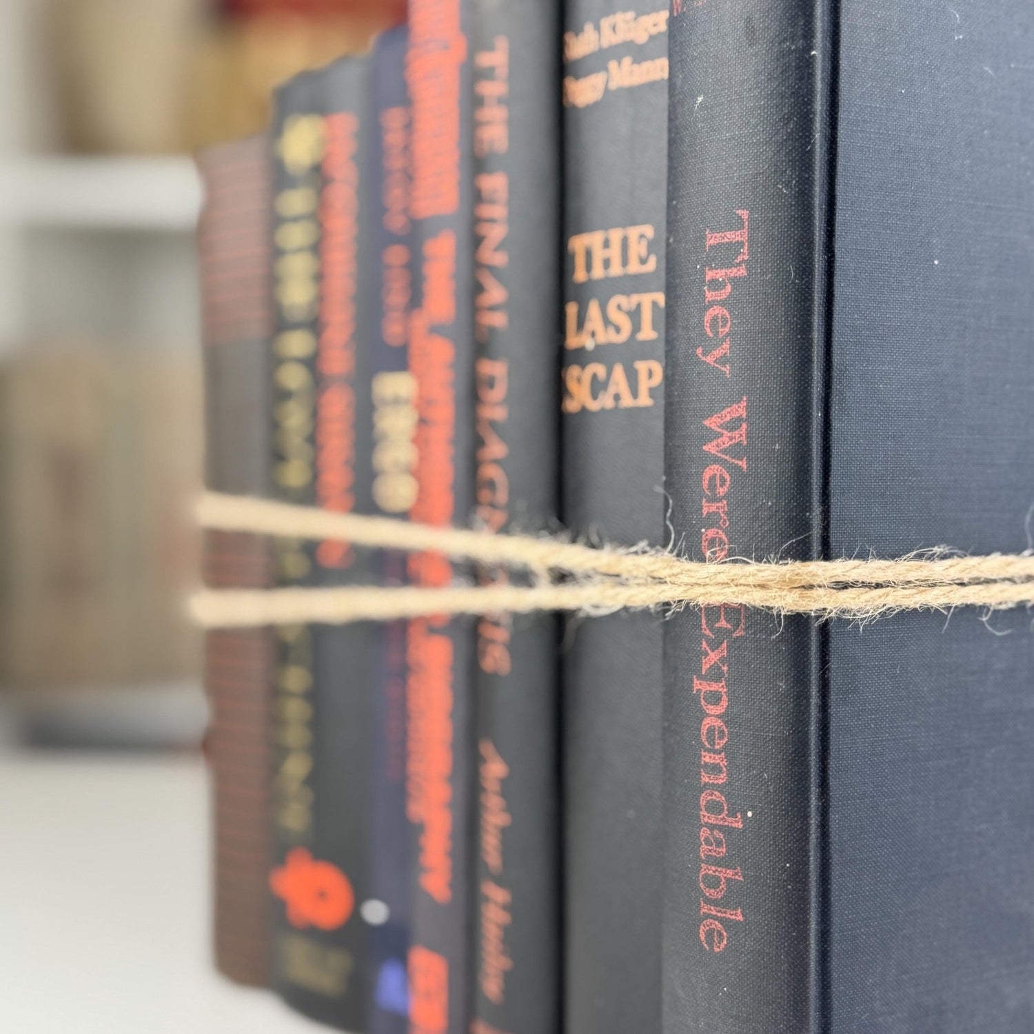 Vintage Black and Orange Book Bundle for Halloween Shelf Styling and Gothic Decor - Pretty Old Books