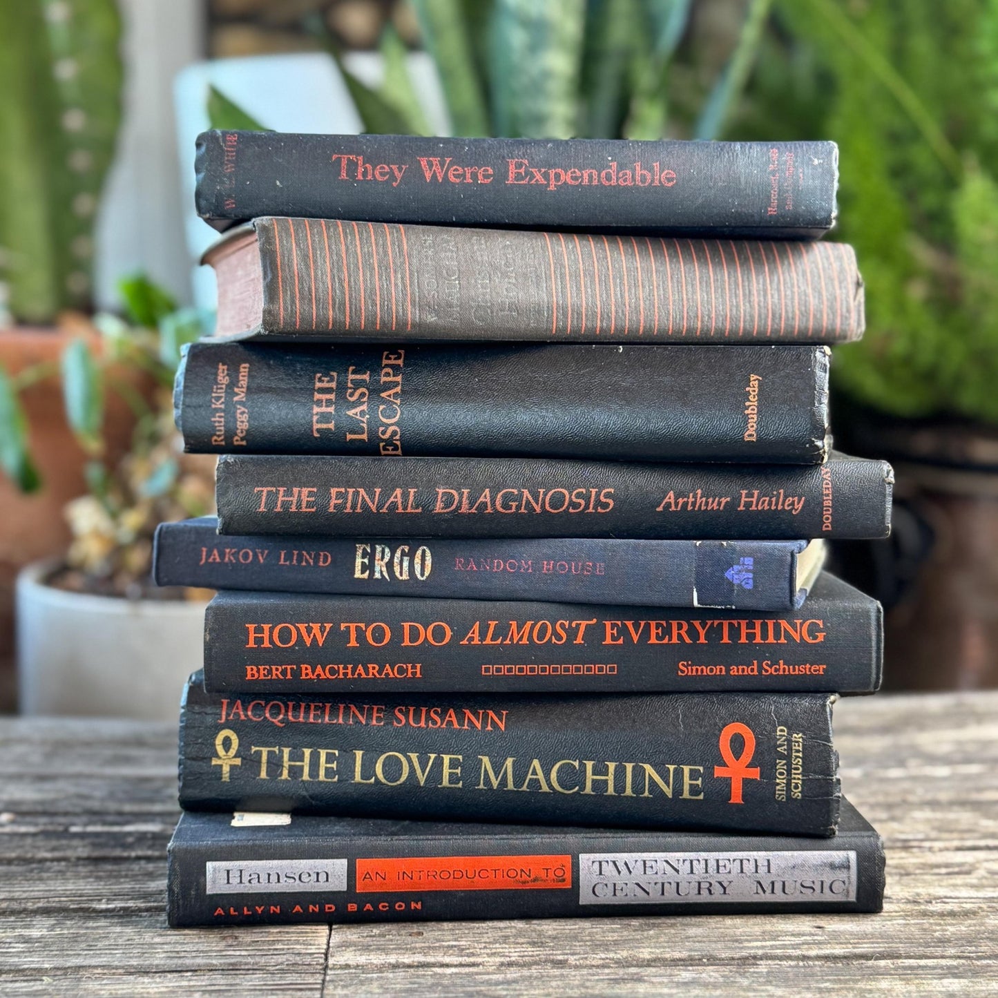 Vintage Black and Orange Book Bundle for Halloween Shelf Styling and Gothic Decor - Pretty Old Books