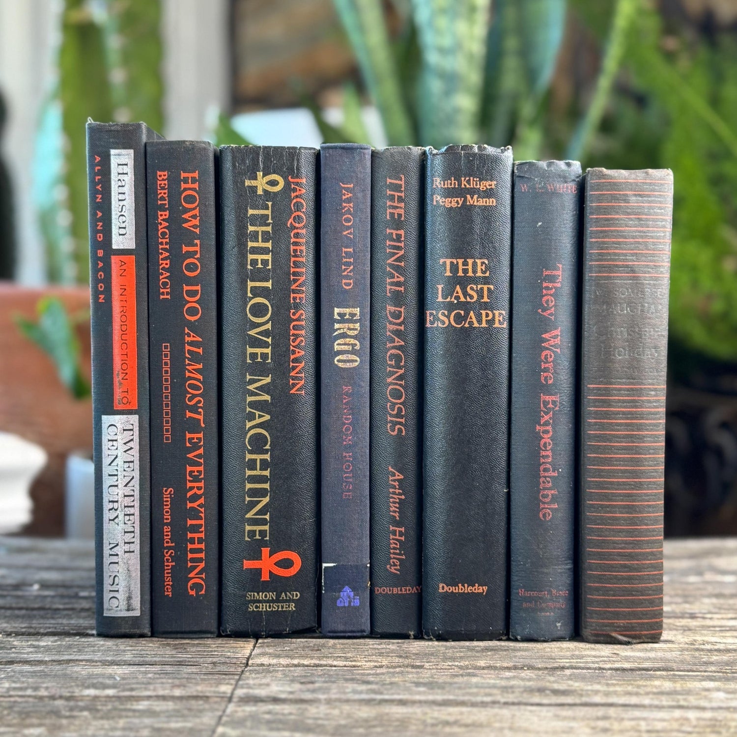 Vintage Black and Orange Book Bundle for Halloween Shelf Styling and Gothic Decor - Pretty Old Books