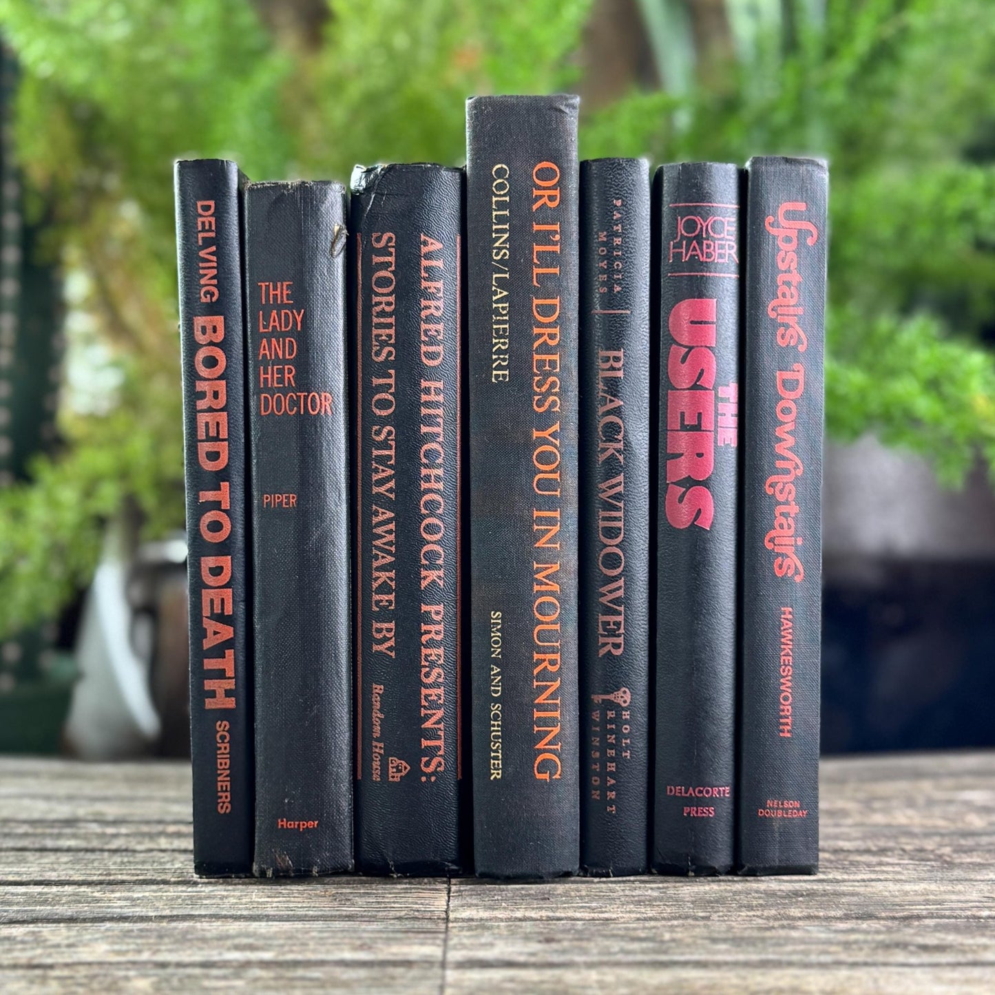 Vintage Black and Orange Spooky Book Bundle for Gothic Decor - Pretty Old Books