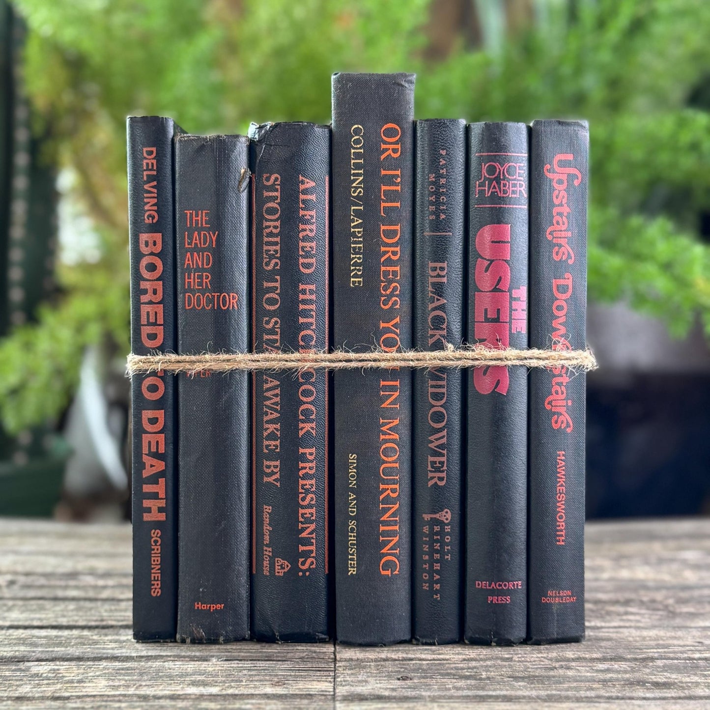 Vintage Black and Orange Spooky Book Bundle for Gothic Decor - Pretty Old Books