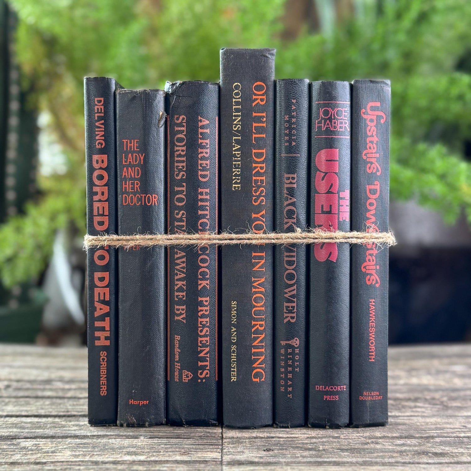 Vintage Black and Orange Spooky Book Bundle for Gothic Decor - Pretty Old Books