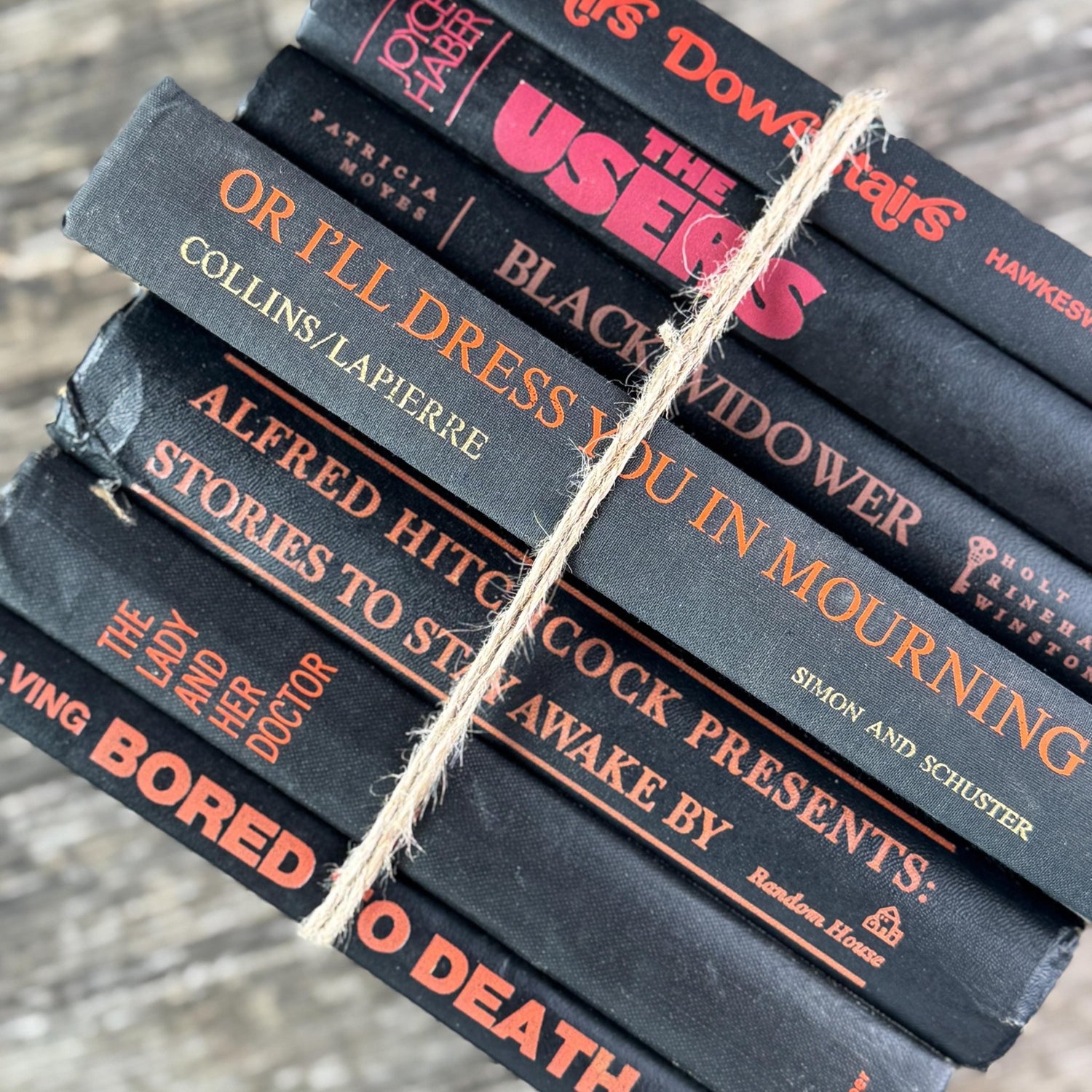 Vintage Black and Orange Spooky Book Bundle for Gothic Decor - Pretty Old Books