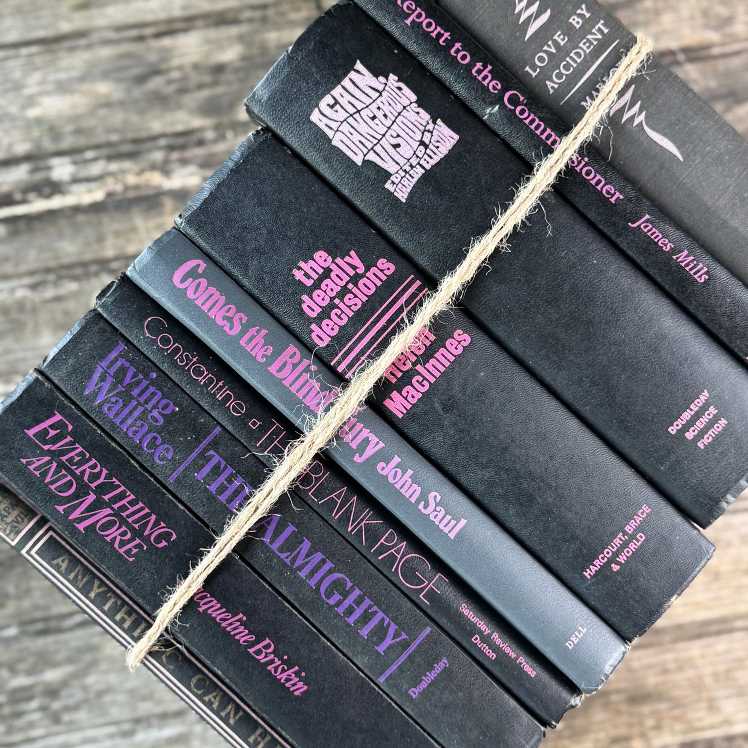 Vintage Black and Purple Book Bundle for Shelf Styling - Pretty Old Books