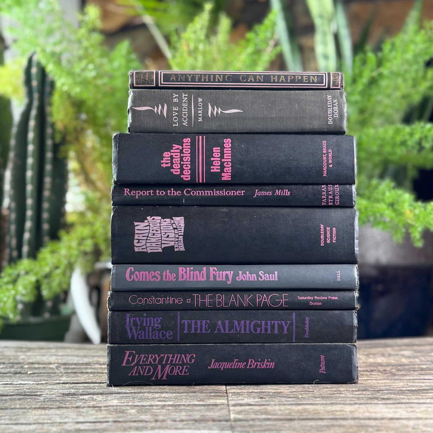 Vintage Black and Purple Book Bundle for Shelf Styling - Pretty Old Books