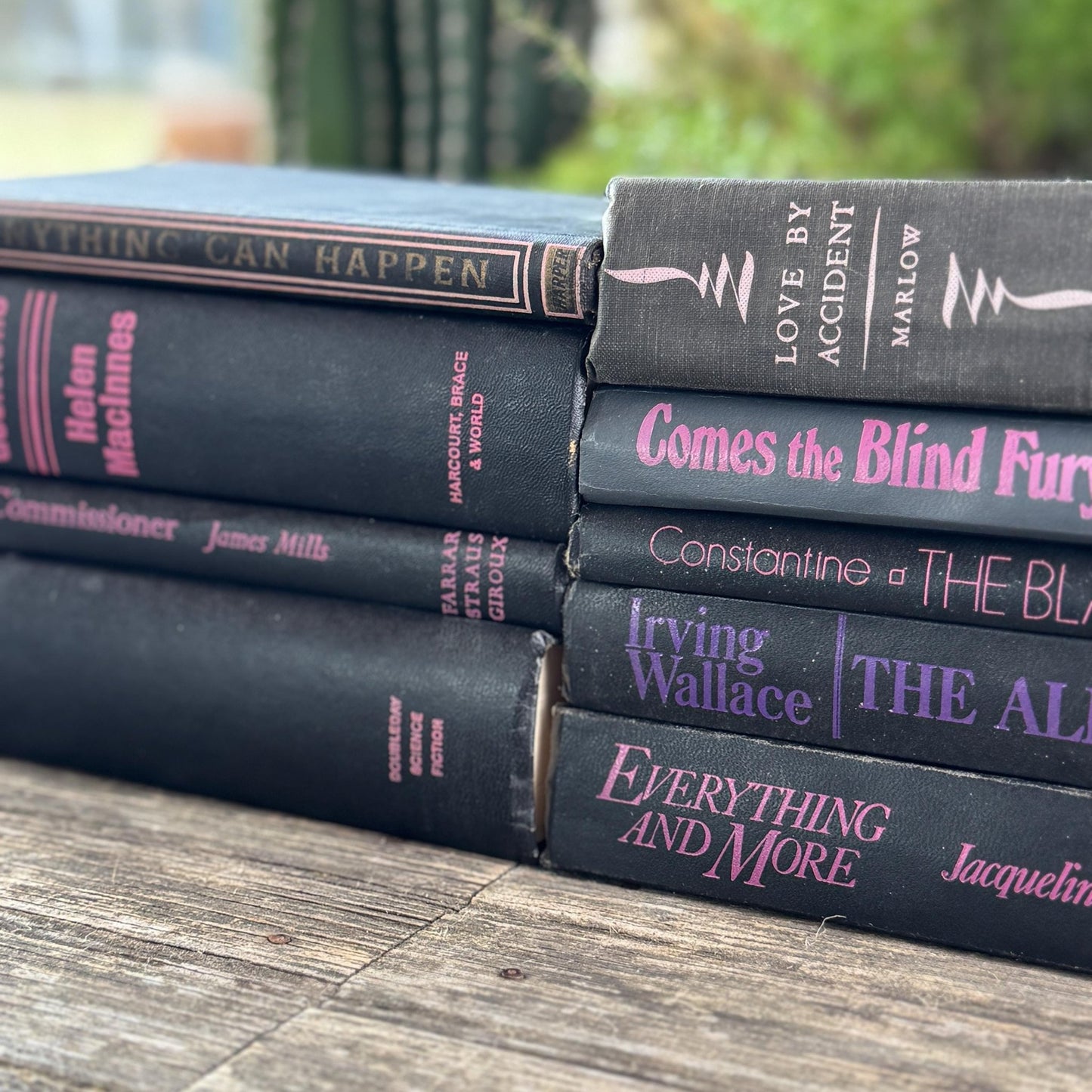 Vintage Black and Purple Book Bundle for Shelf Styling - Pretty Old Books