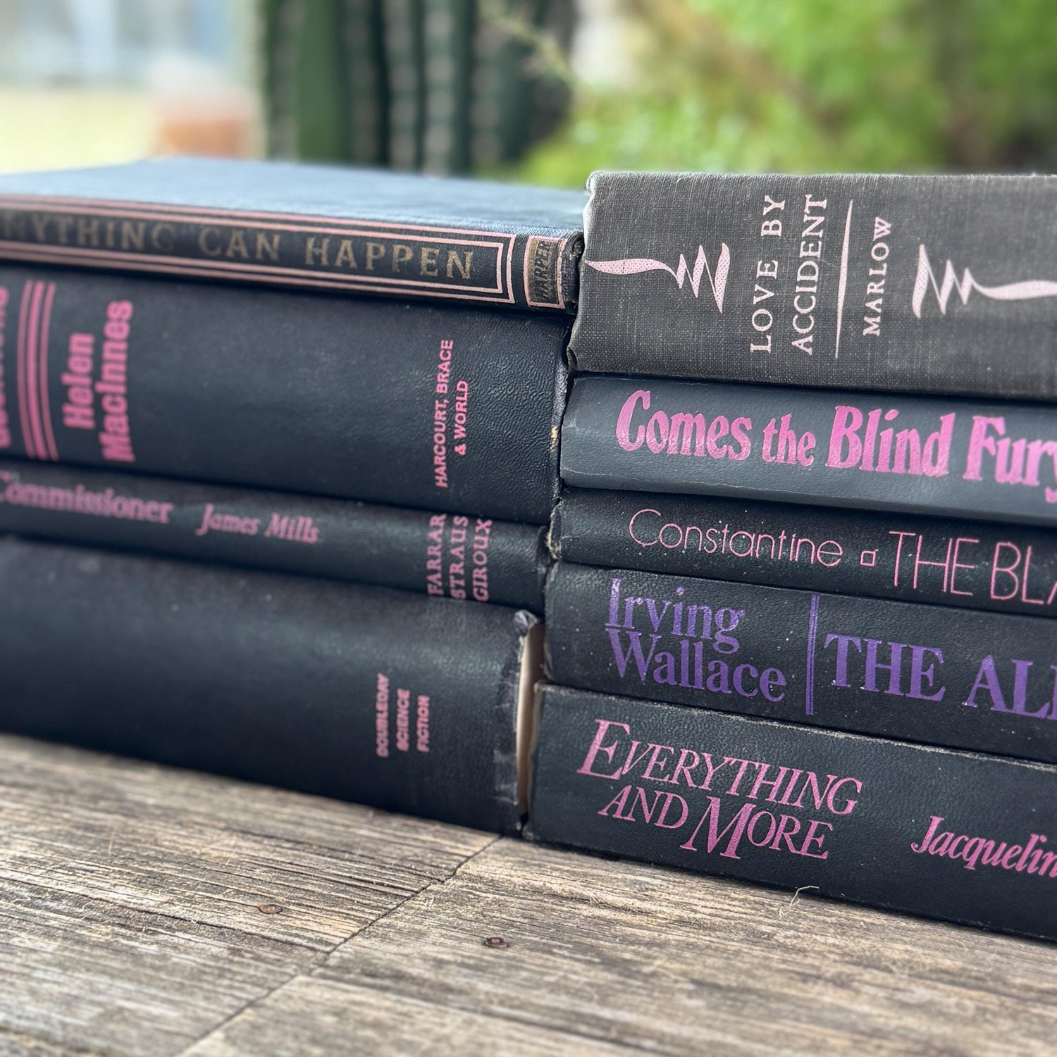 Vintage Black and Purple Book Bundle for Shelf Styling - Pretty Old Books