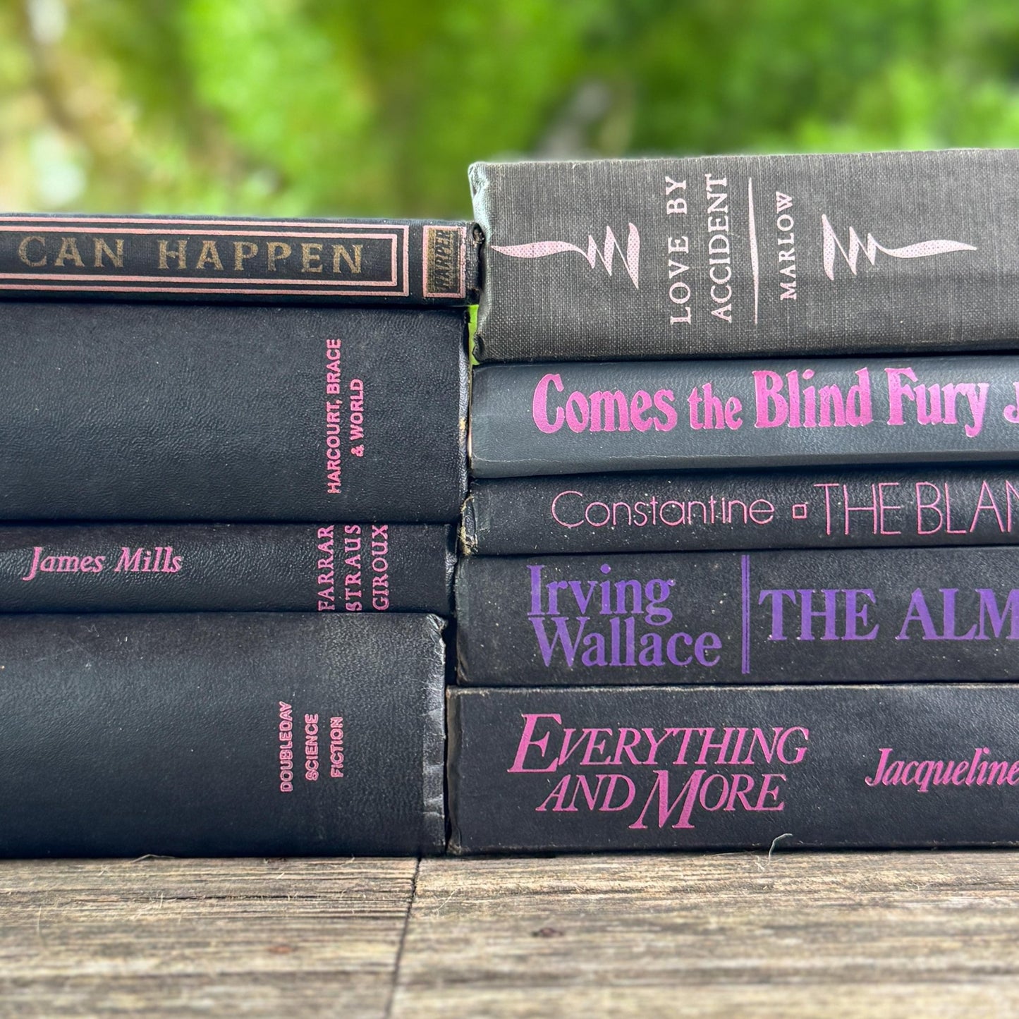 Vintage Black and Purple Book Bundle for Shelf Styling - Pretty Old Books