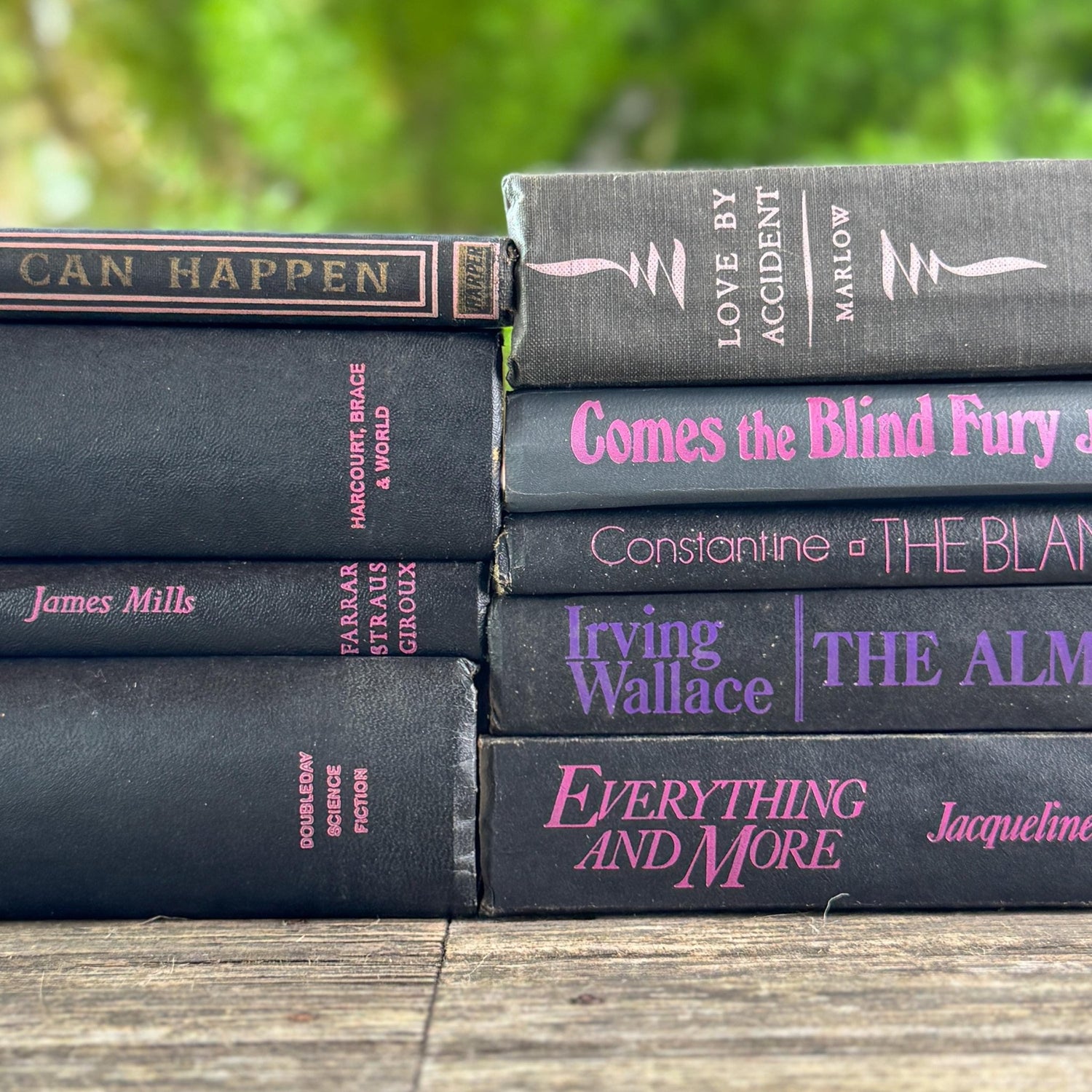 Vintage Black and Purple Book Bundle for Shelf Styling - Pretty Old Books
