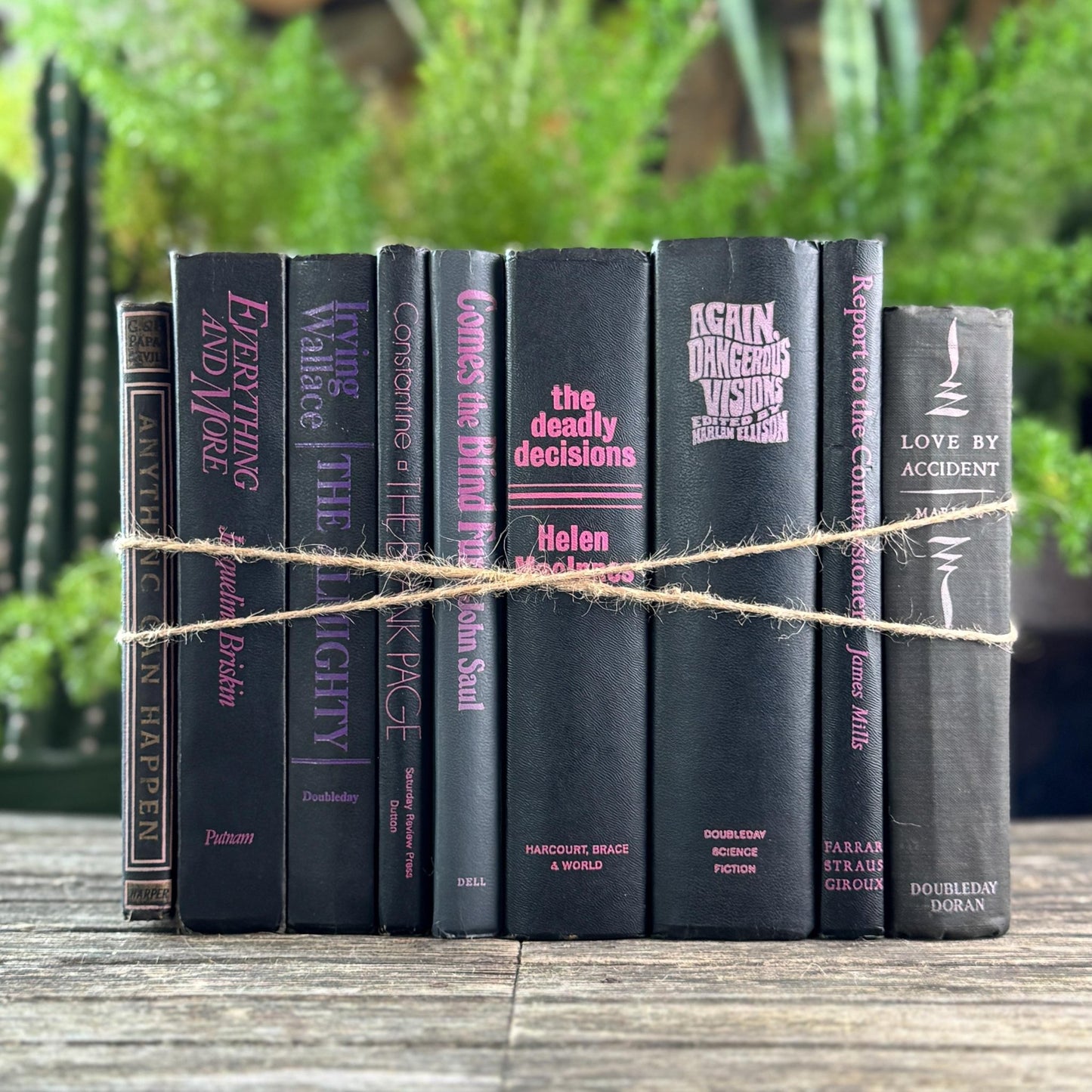 Vintage Black and Purple Book Bundle for Shelf Styling - Pretty Old Books
