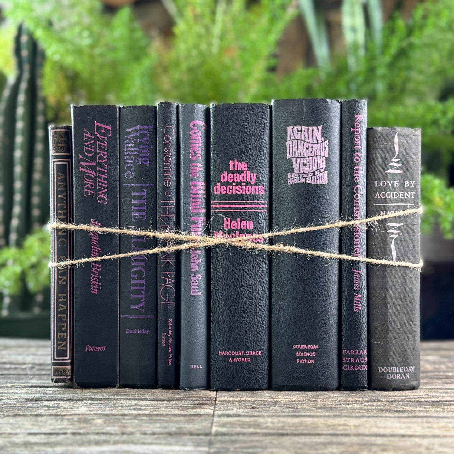 Vintage Black and Purple Book Bundle for Shelf Styling - Pretty Old Books