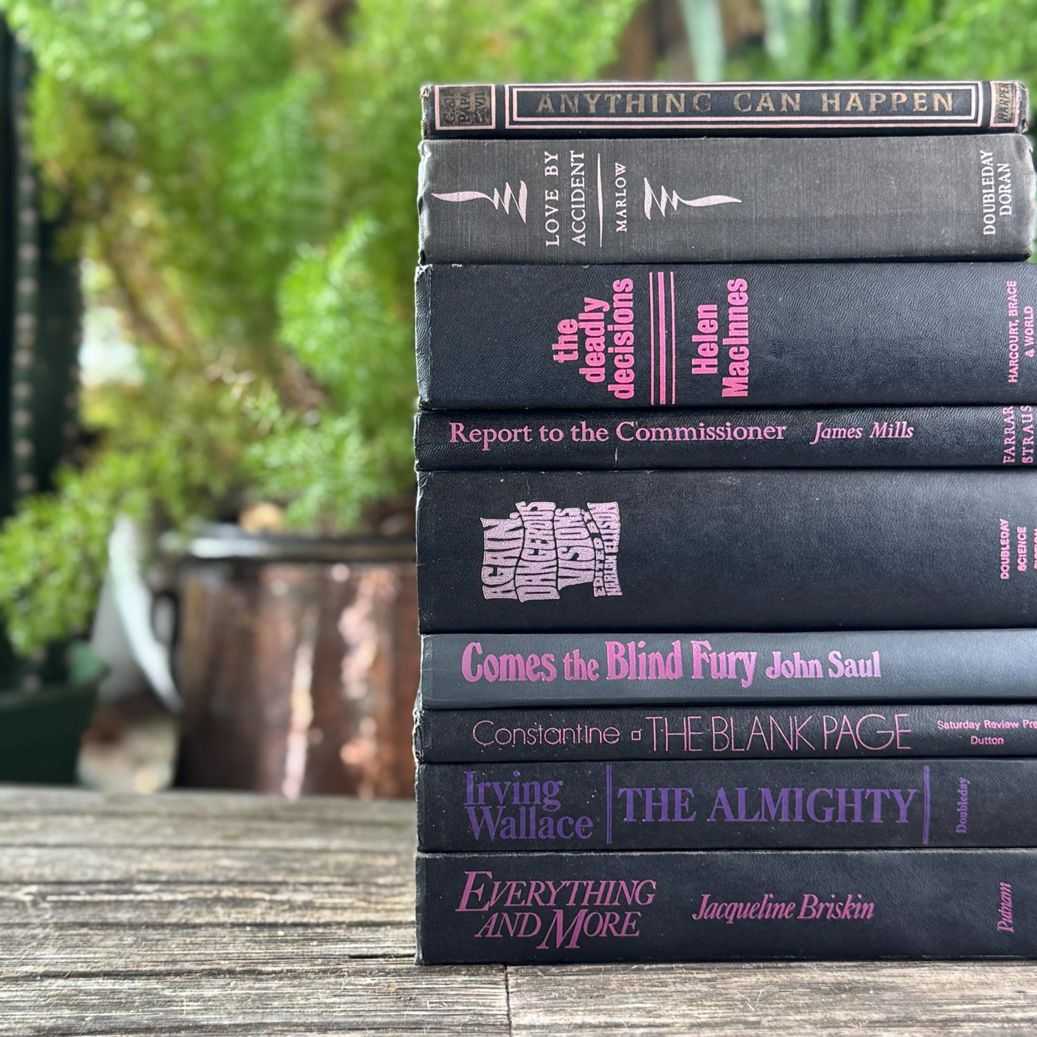 Vintage Black and Purple Book Bundle for Shelf Styling - Pretty Old Books