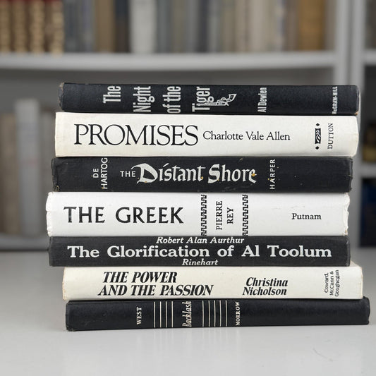 Vintage Black and White Book Set, Bookshelf Decor, Aesthetic Books for Bookshelf Decor - Pretty Old Books