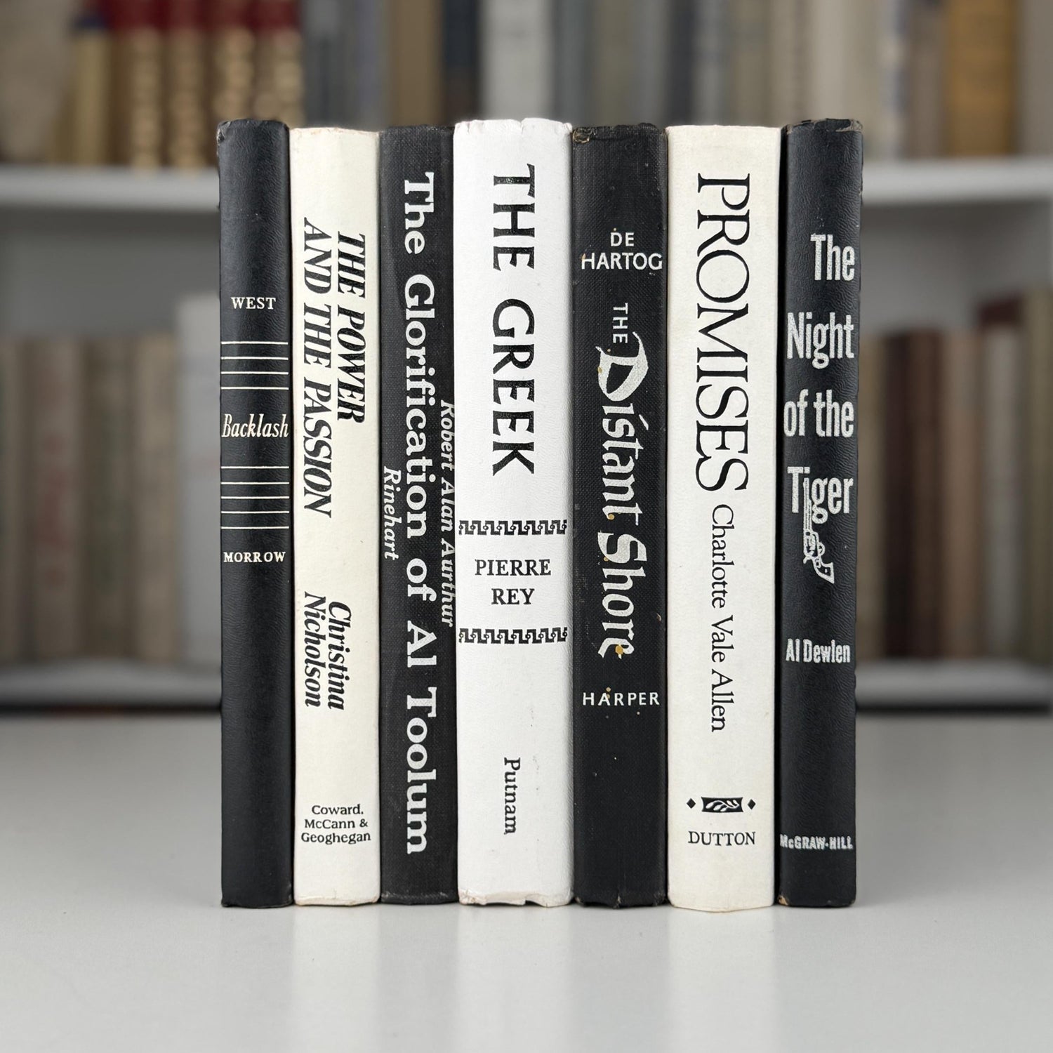 Vintage Black and White Book Set, Bookshelf Decor, Aesthetic Books for Bookshelf Decor - Pretty Old Books