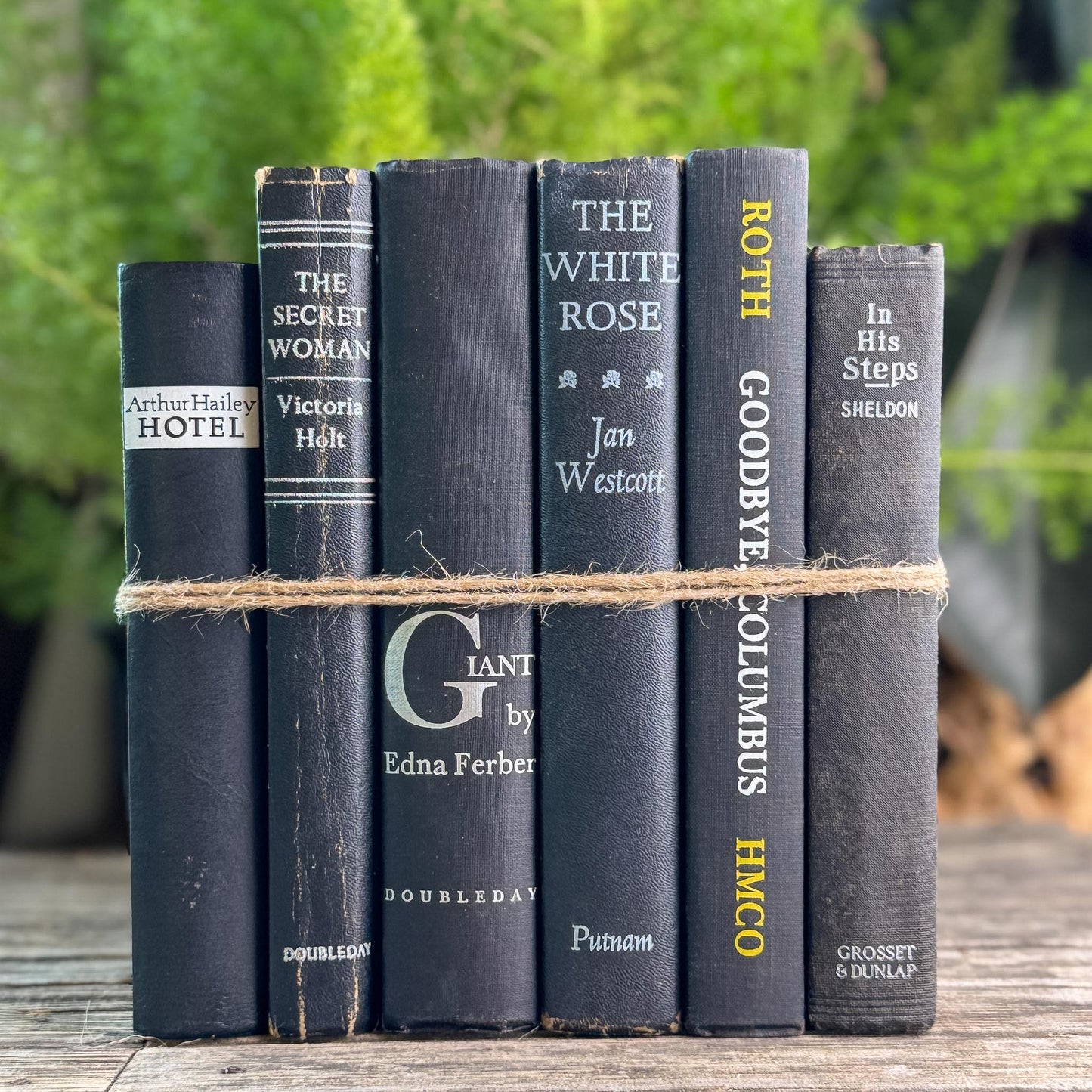 Vintage Black Books with White and Silver Accents for Moody Shelf Styling - Pretty Old Books