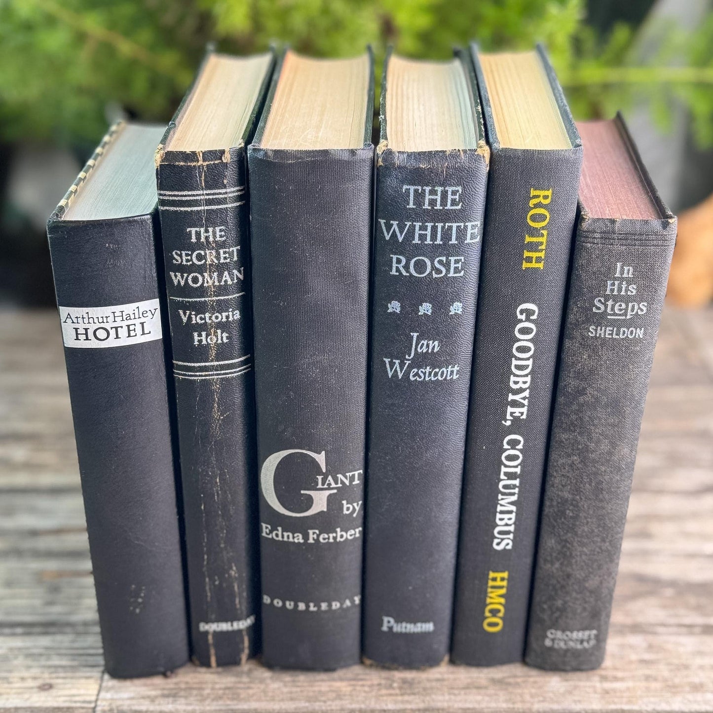Vintage Black Books with White and Silver Accents for Moody Shelf Styling - Pretty Old Books