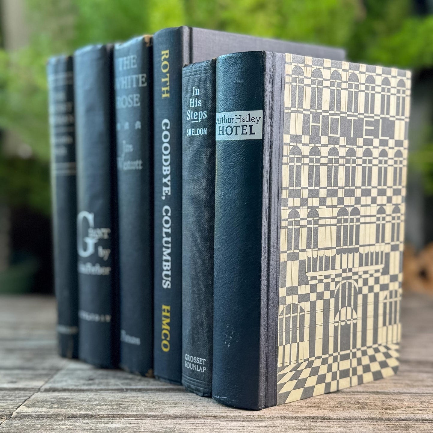 Vintage Black Books with White and Silver Accents for Moody Shelf Styling - Pretty Old Books