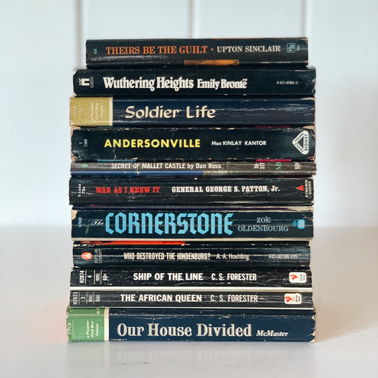 Vintage Black Paperback Books, Classic Literature, Instant Library, Black Books for Decor - Pretty Old Books