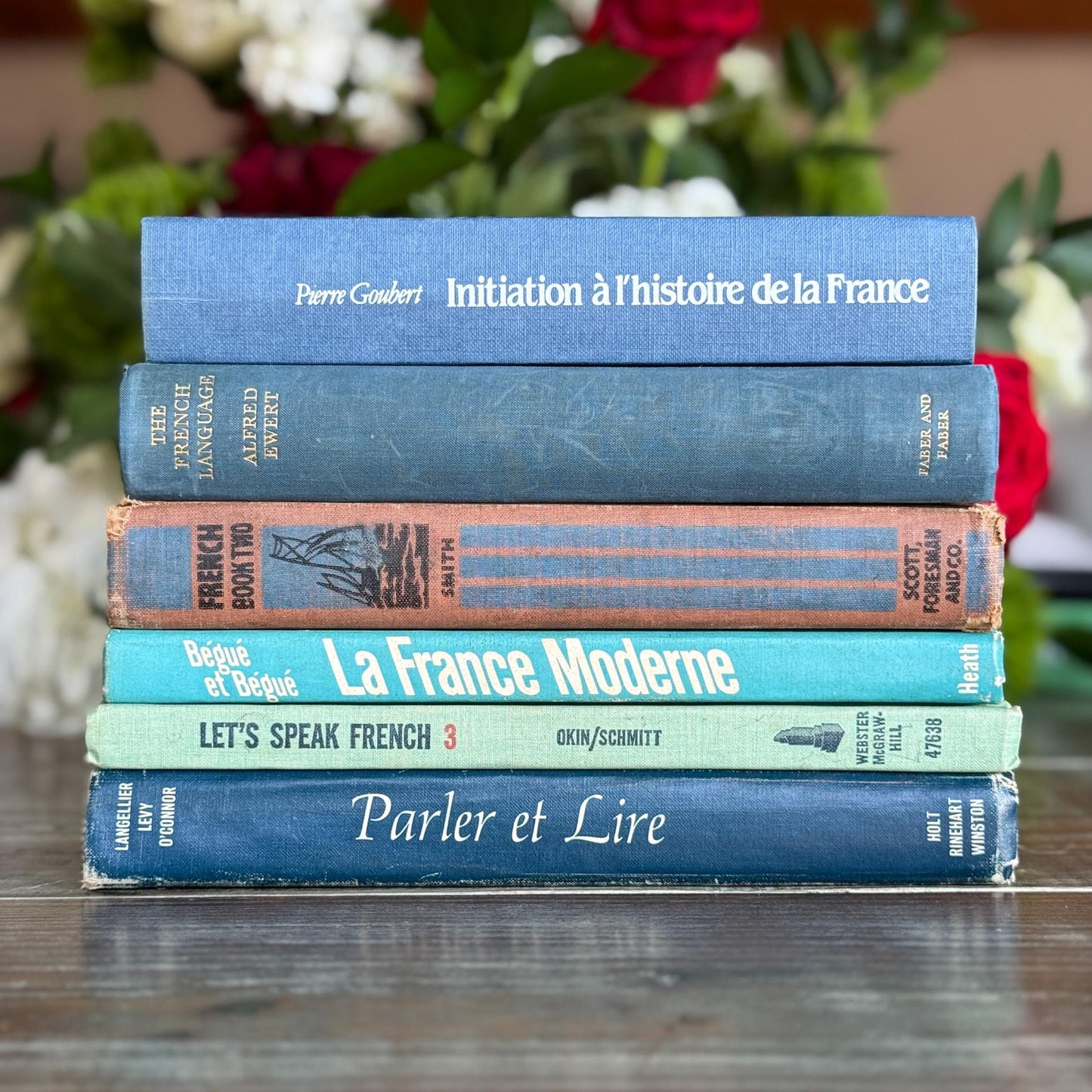 Vintage Blue and Green French Language School Book Bundle - Pretty Old Books