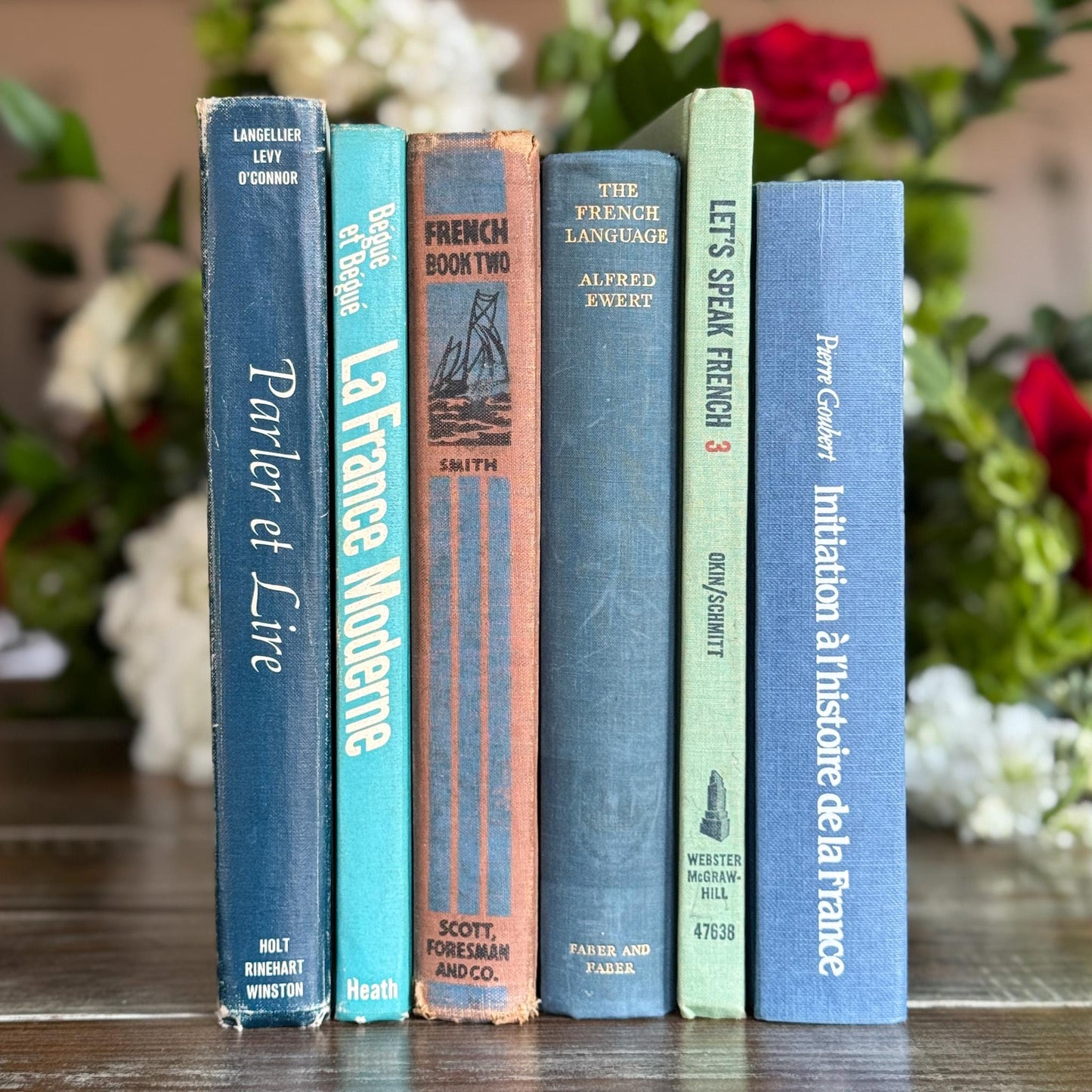 Vintage Blue and Green French Language School Book Bundle - Pretty Old Books