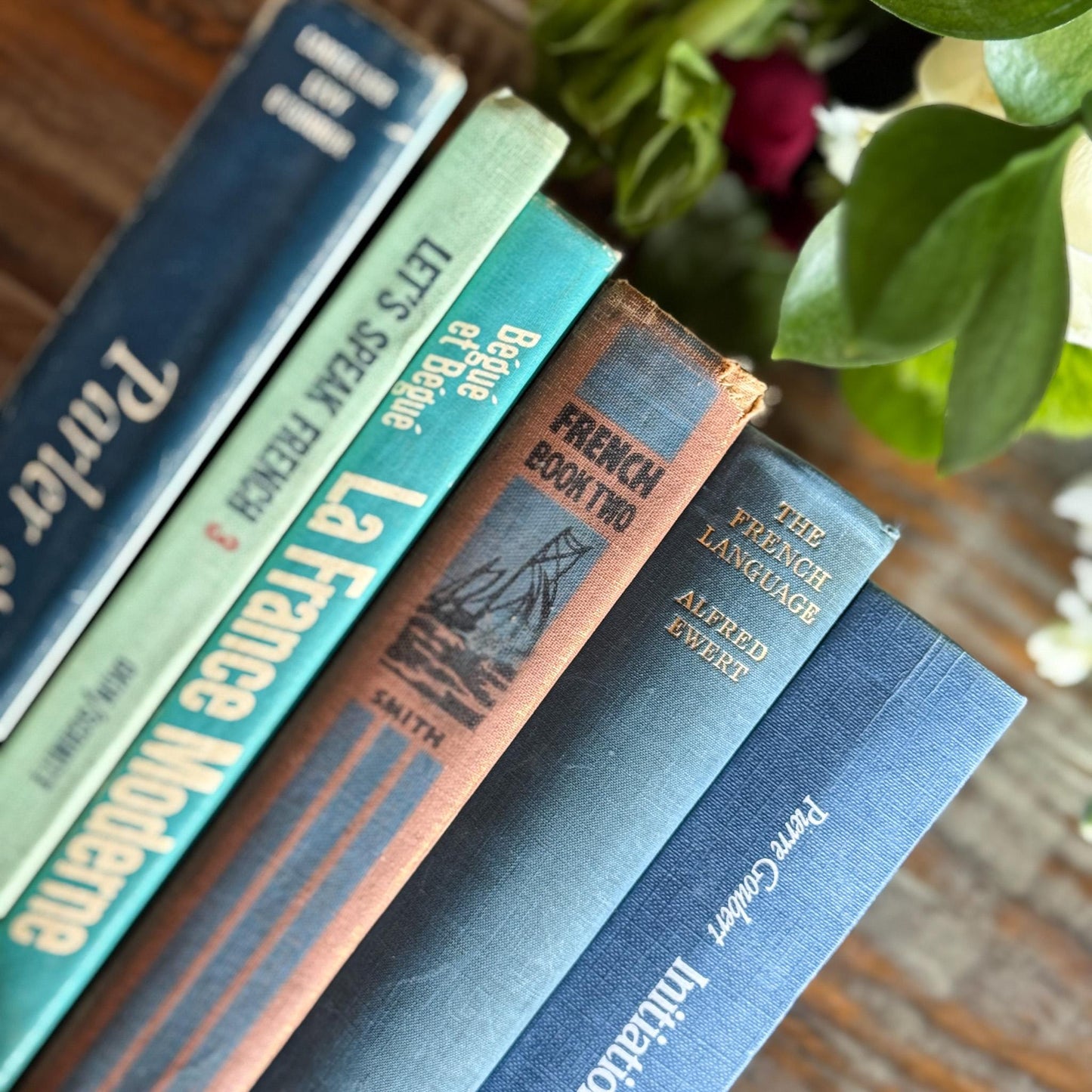 Vintage Blue and Green French Language School Book Bundle - Pretty Old Books