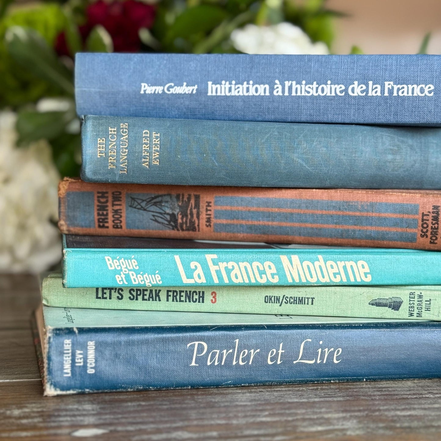 Vintage Blue and Green French Language School Book Bundle - Pretty Old Books