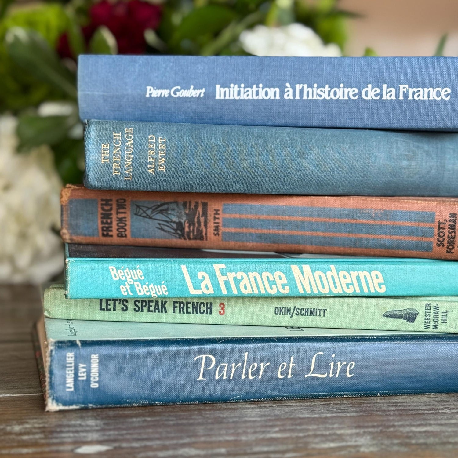 Vintage Blue and Green French Language School Book Bundle - Pretty Old Books