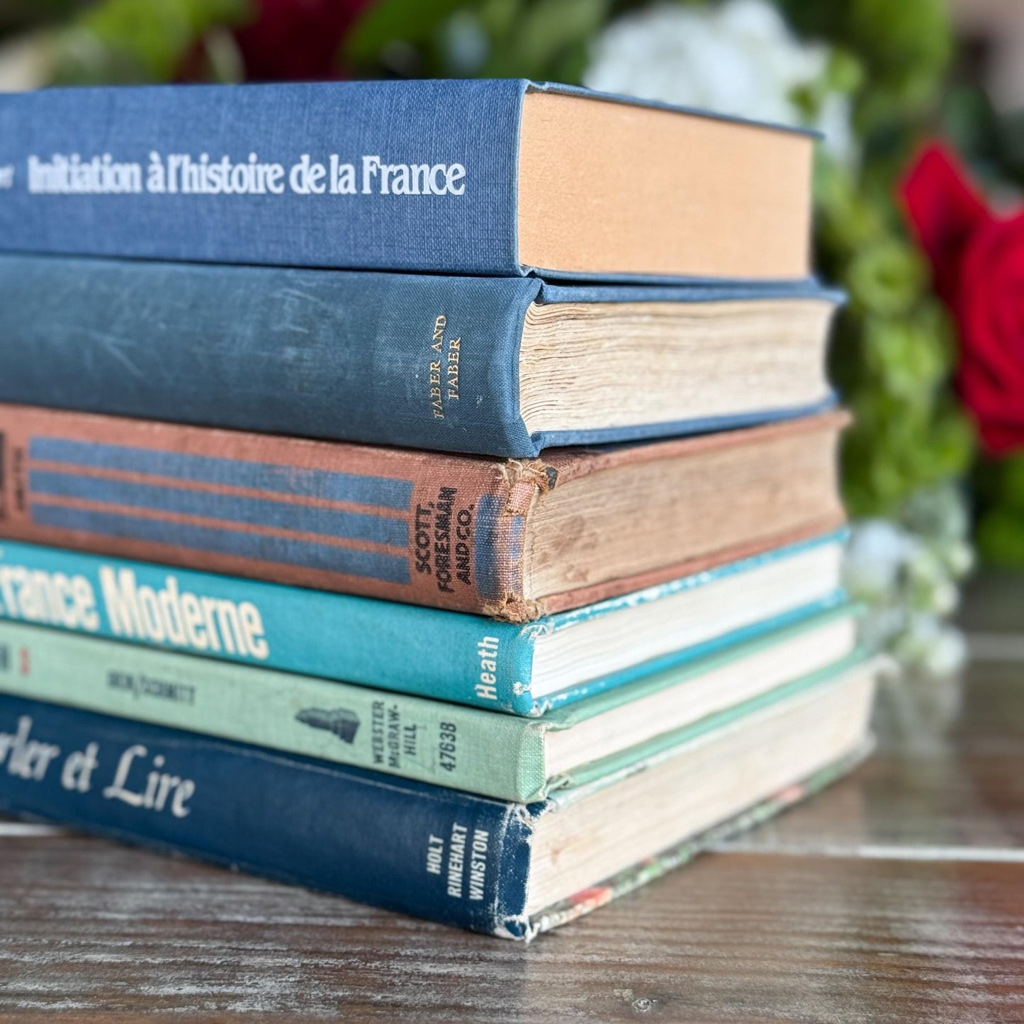 Vintage Blue and Green French Language School Book Bundle - Pretty Old Books