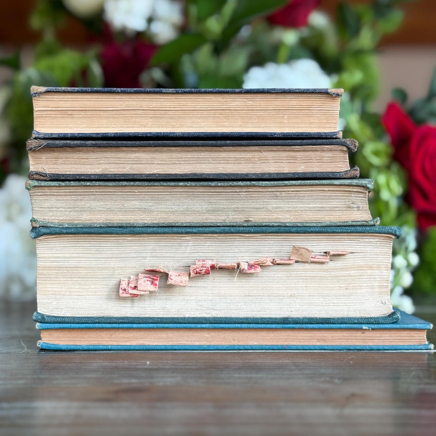 Vintage Blue and Green French Language Shabby Book Bundle - Pretty Old Books