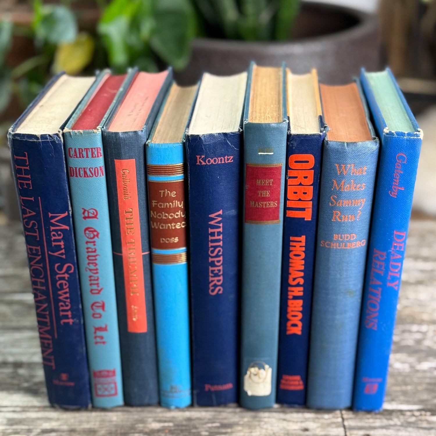 Vintage Blue and Red Book Bundle For Decor, Mid - Century Handmade Decor - Pretty Old Books