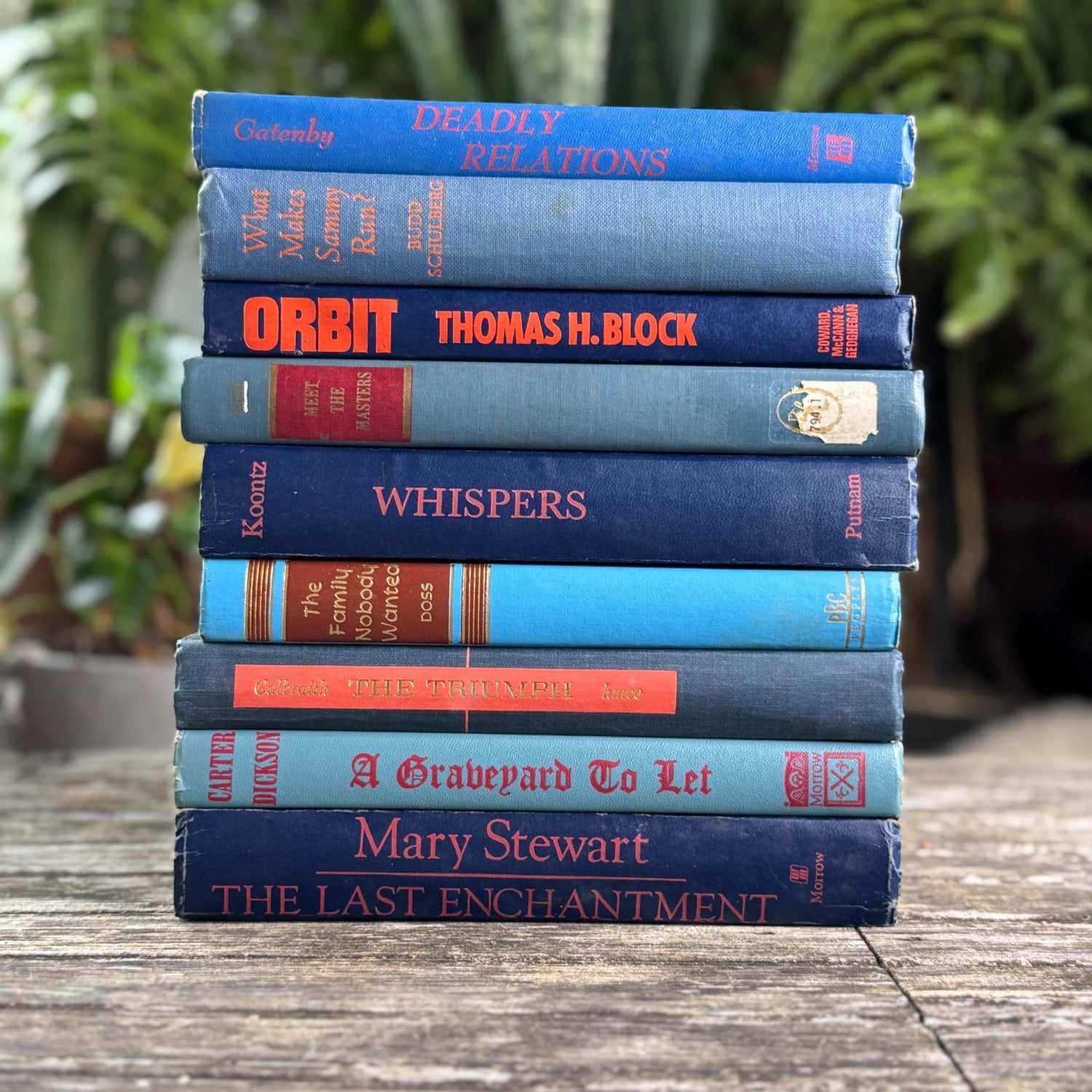 Vintage Blue and Red Book Bundle For Decor, Mid - Century Handmade Decor - Pretty Old Books