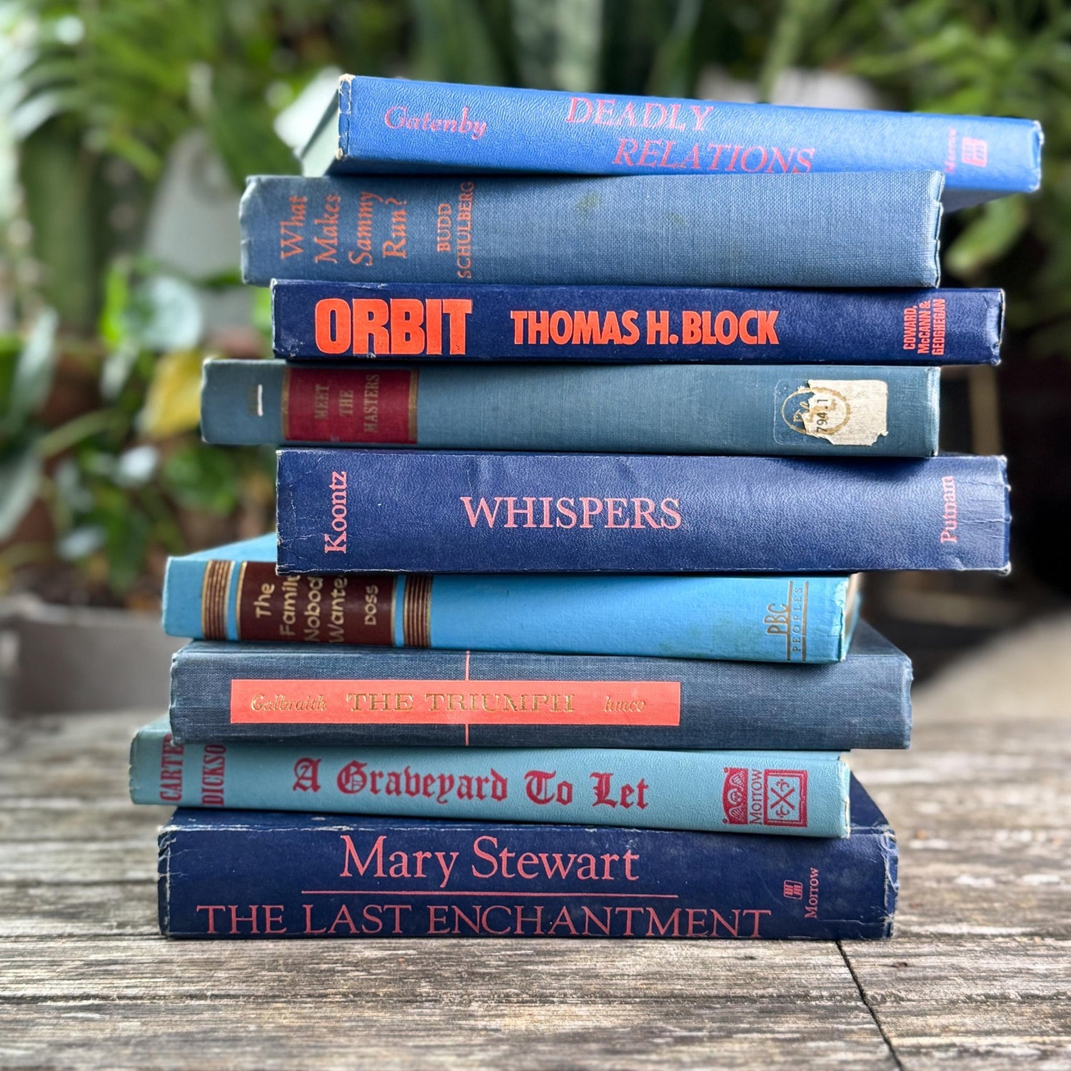 Vintage Blue and Red Book Bundle For Decor, Mid - Century Handmade Decor - Pretty Old Books