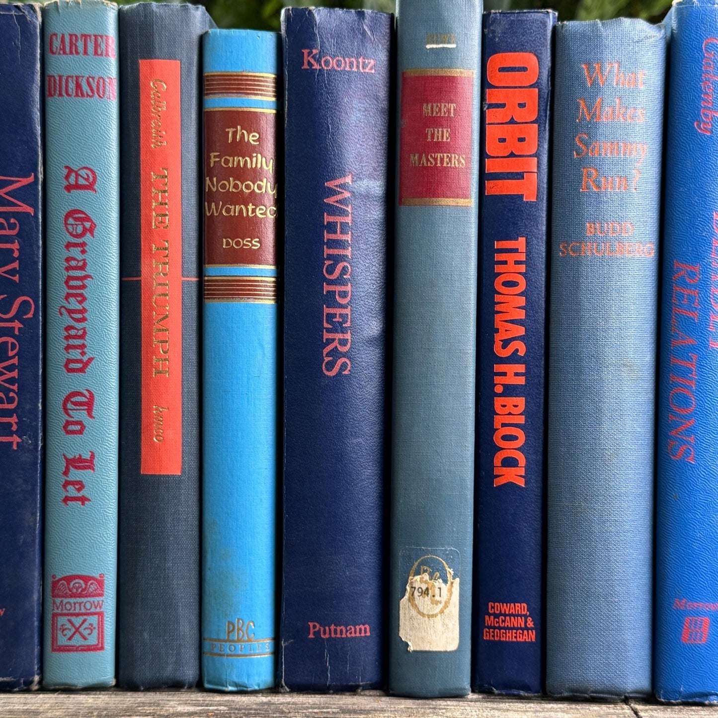 Vintage Blue and Red Book Bundle For Decor, Mid - Century Handmade Decor - Pretty Old Books