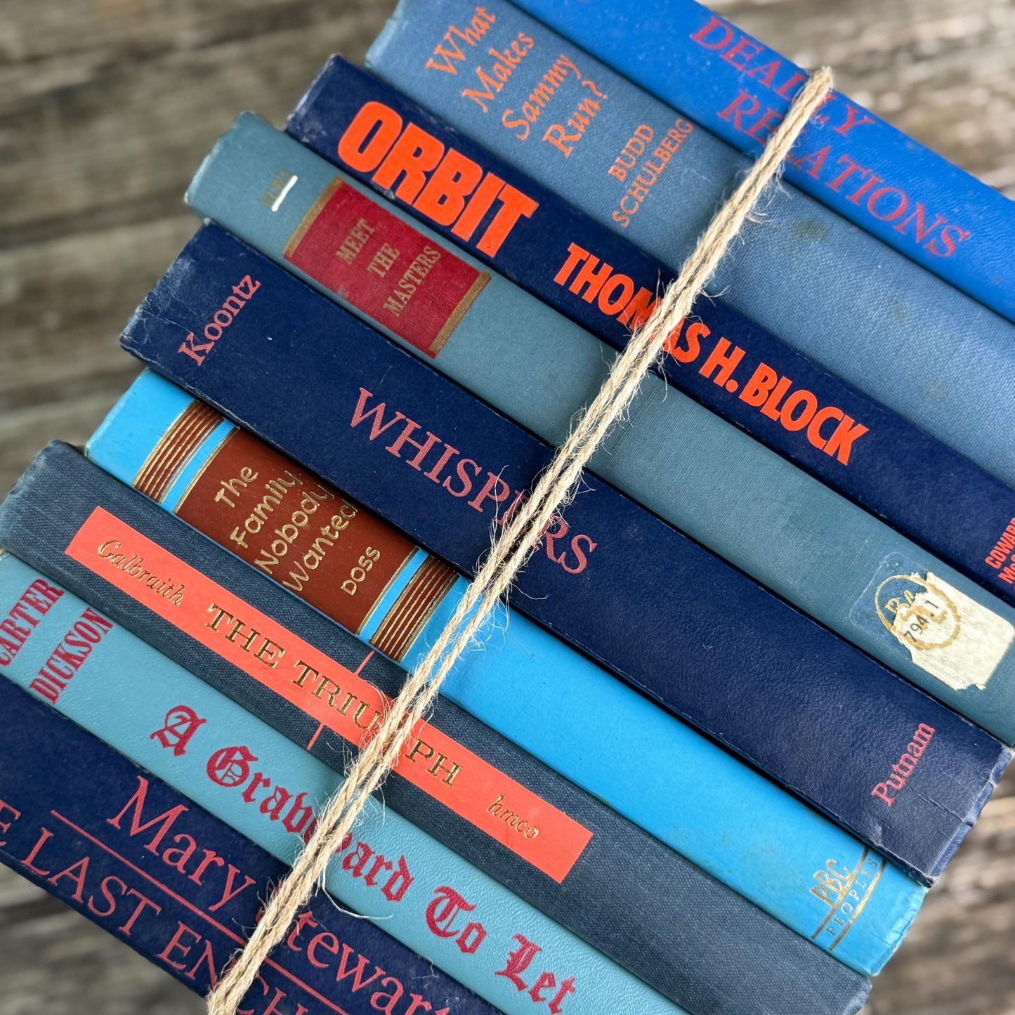 Vintage Blue and Red Book Bundle For Decor, Mid - Century Handmade Decor - Pretty Old Books