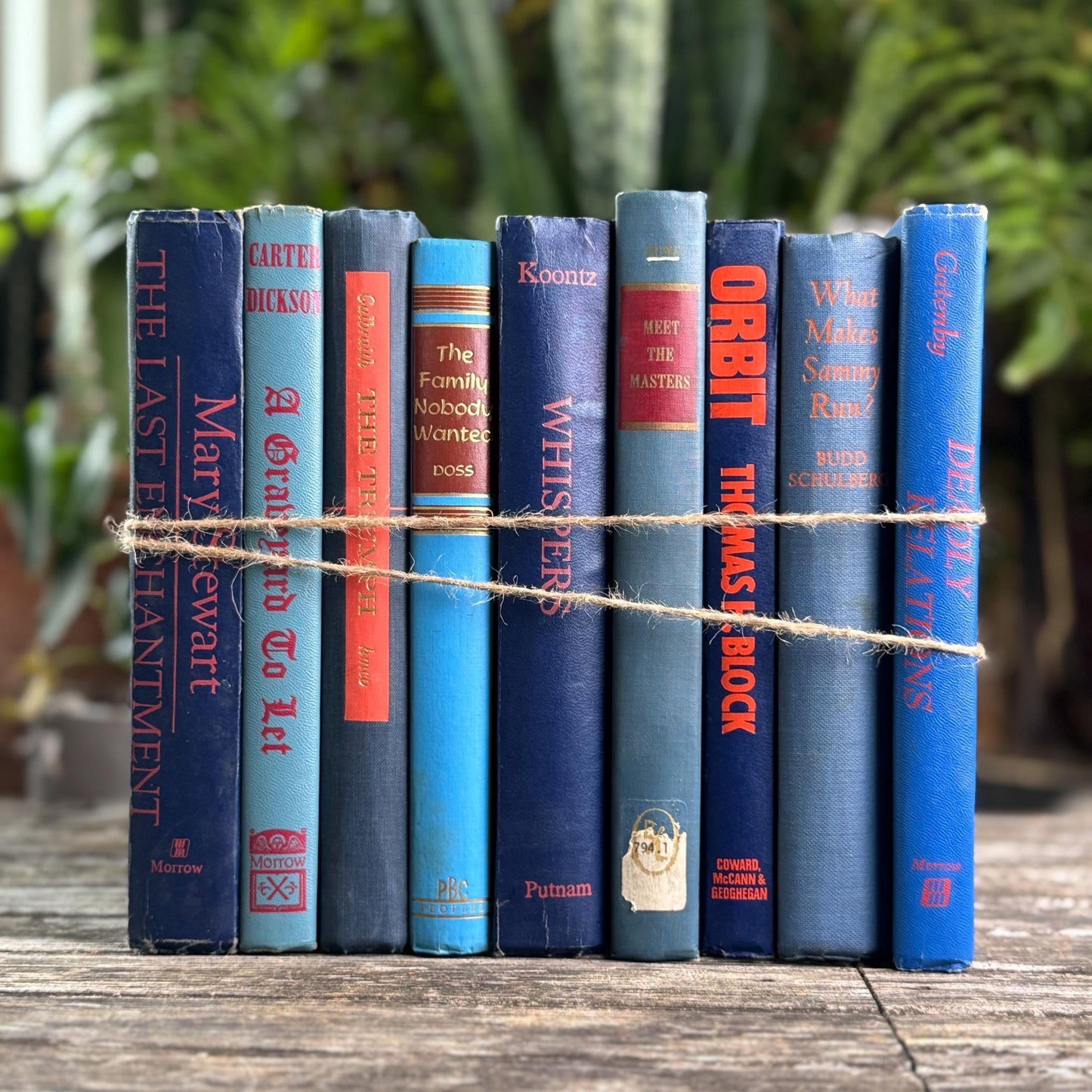 Vintage Blue and Red Book Bundle For Decor, Mid - Century Handmade Decor - Pretty Old Books