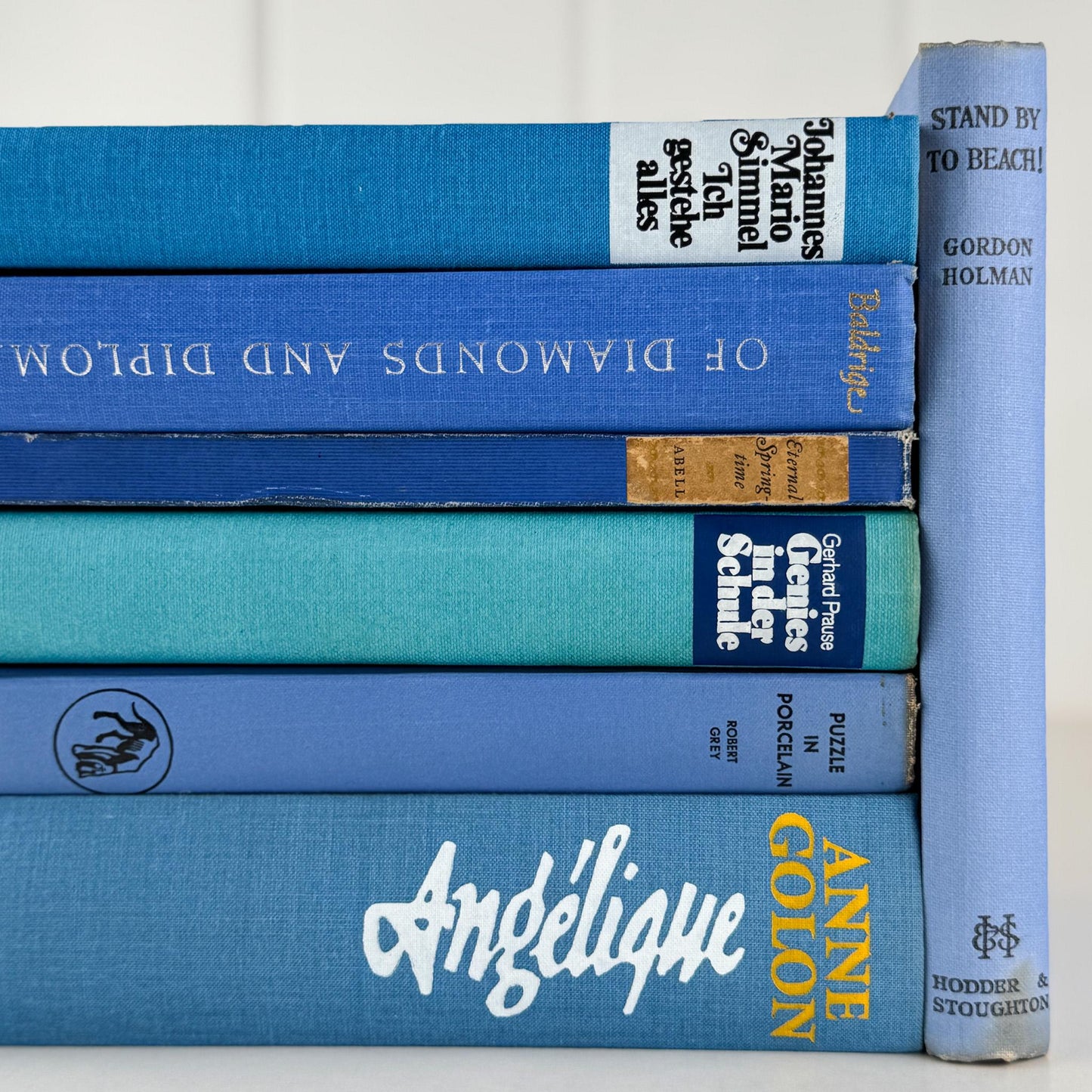Vintage Blue Bright Book Bundle in Turquoise, Teal, and Navy - Pretty Old Books