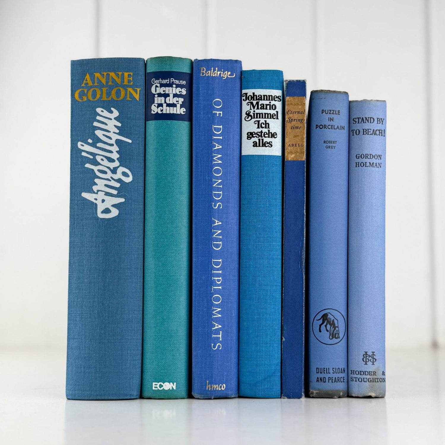 Vintage Blue Bright Book Bundle in Turquoise, Teal, and Navy - Pretty Old Books