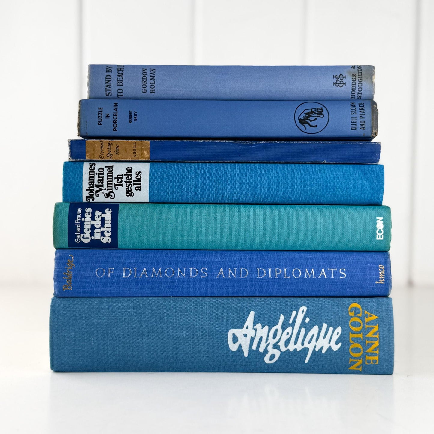 Vintage Blue Bright Book Bundle in Turquoise, Teal, and Navy - Pretty Old Books