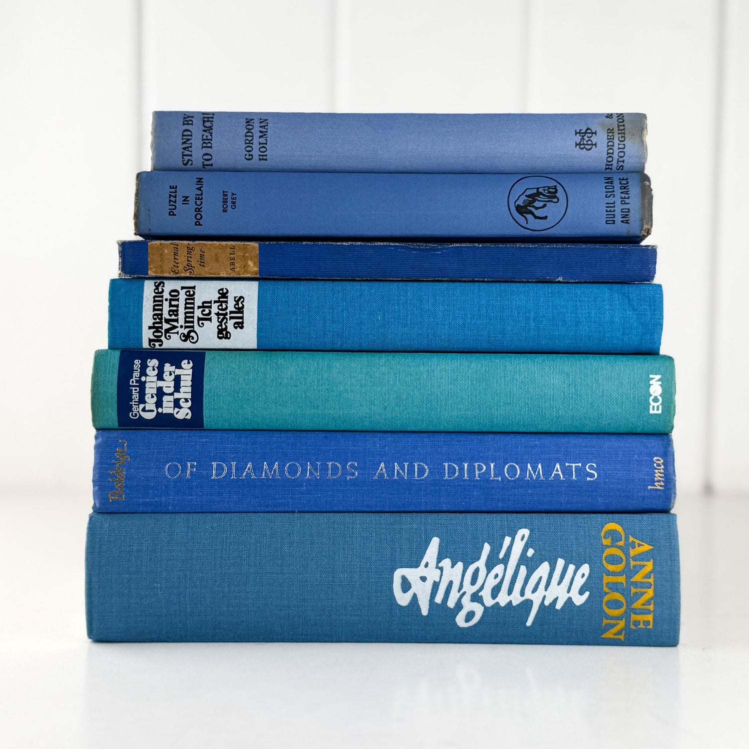 Vintage Blue Bright Book Bundle in Turquoise, Teal, and Navy - Pretty Old Books