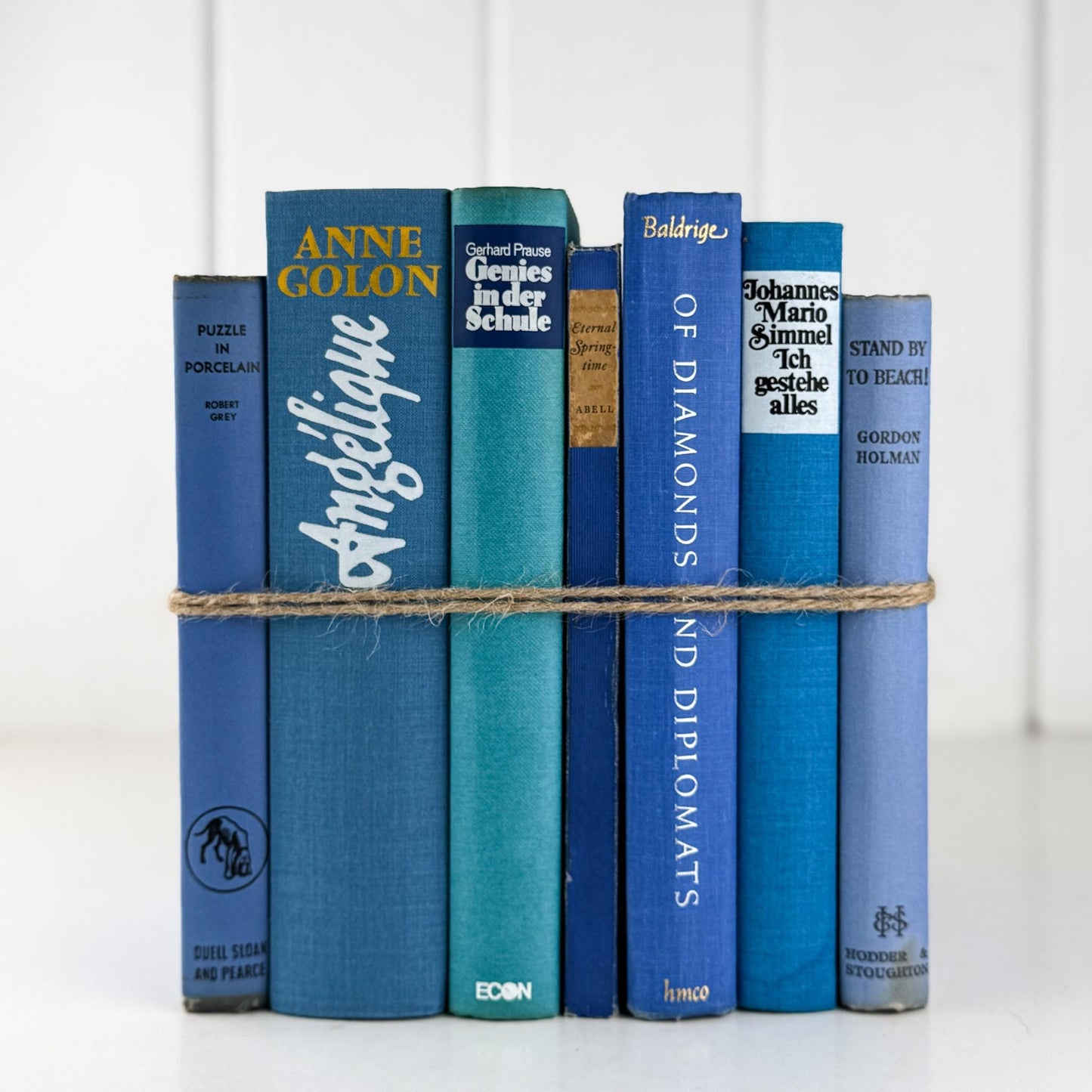 Vintage Blue Bright Book Bundle in Turquoise, Teal, and Navy - Pretty Old Books