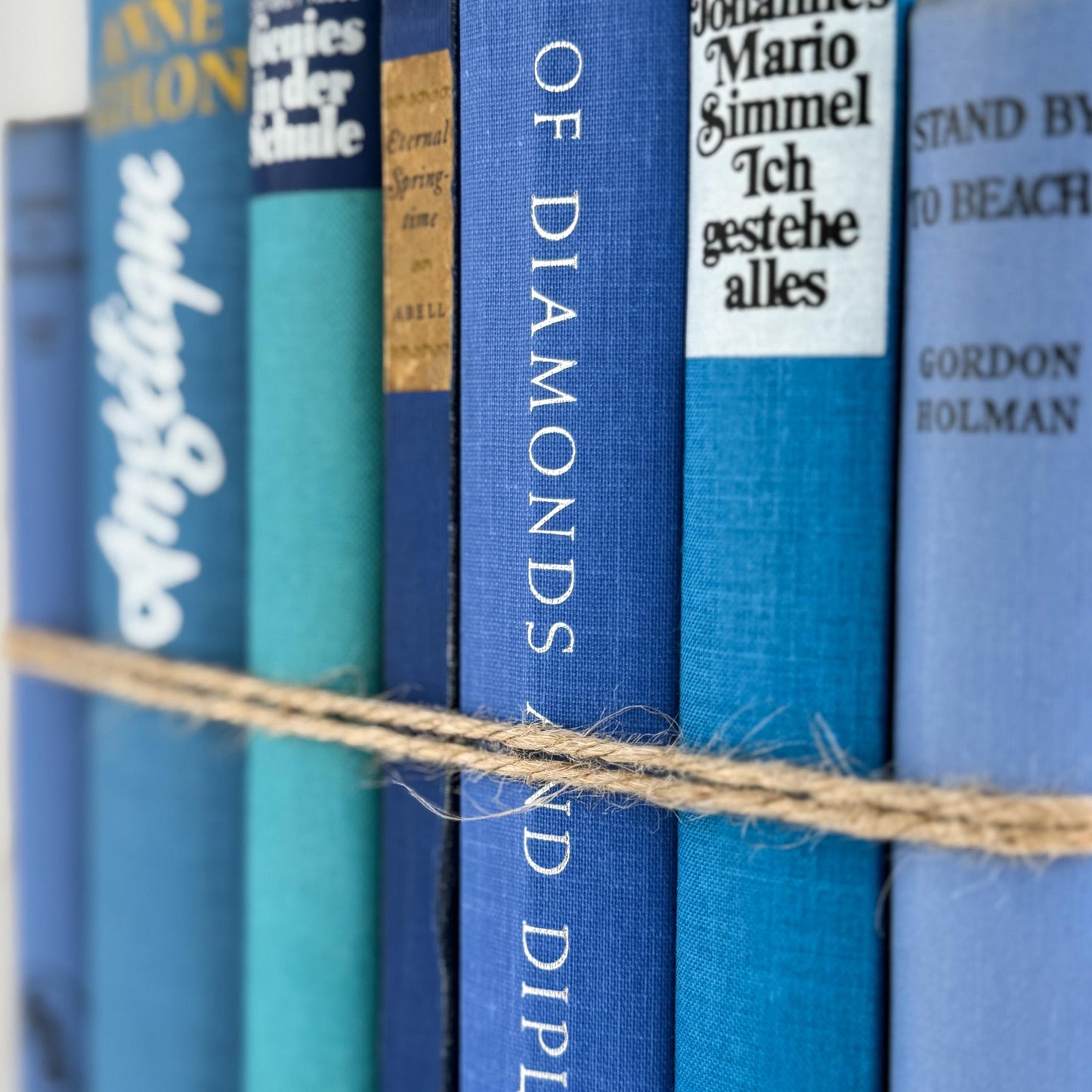 Vintage Blue Bright Book Bundle in Turquoise, Teal, and Navy - Pretty Old Books