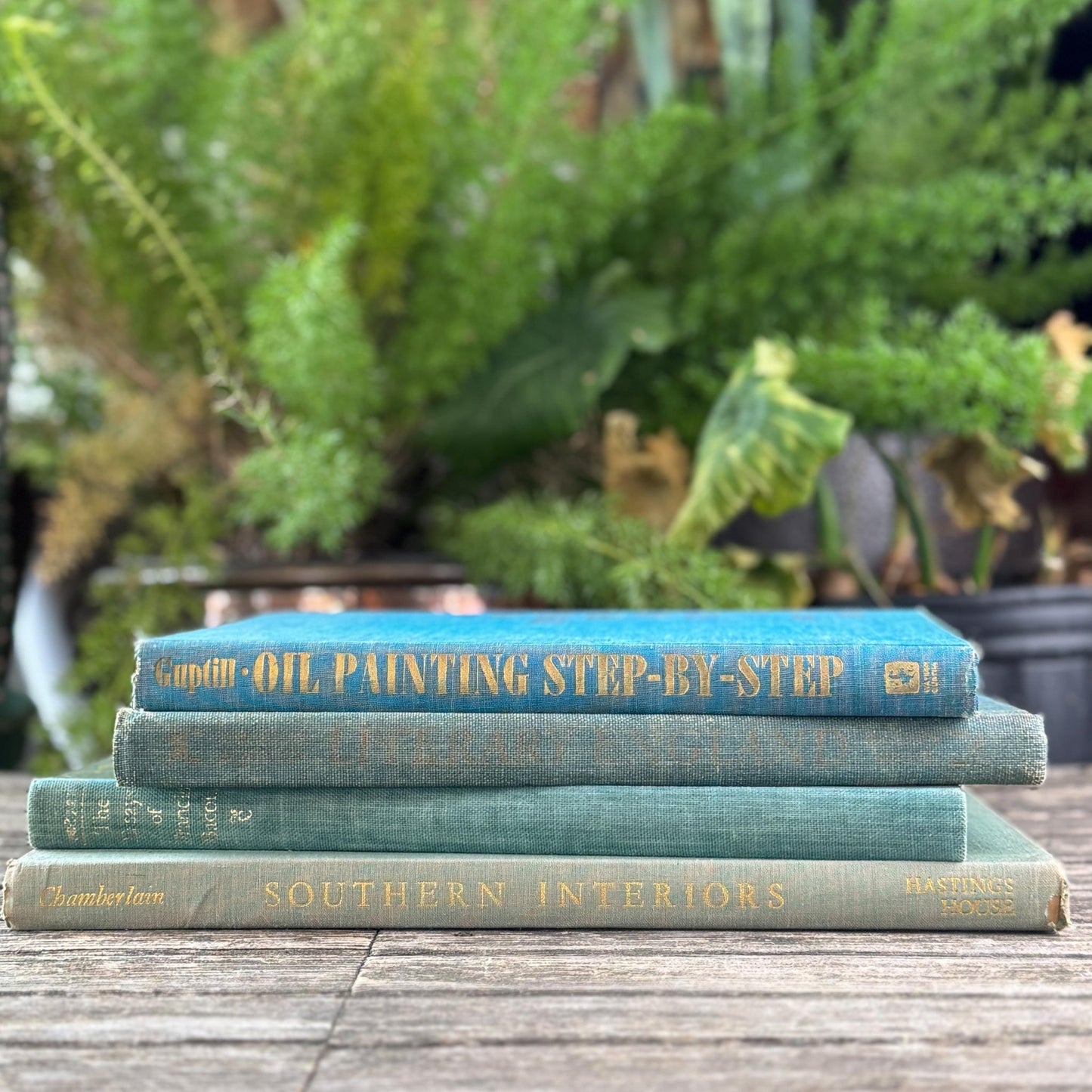 Vintage Blue Gray Oversized Art, Design, and Literature Book Bundle for Coffee Table Decor - Pretty Old Books