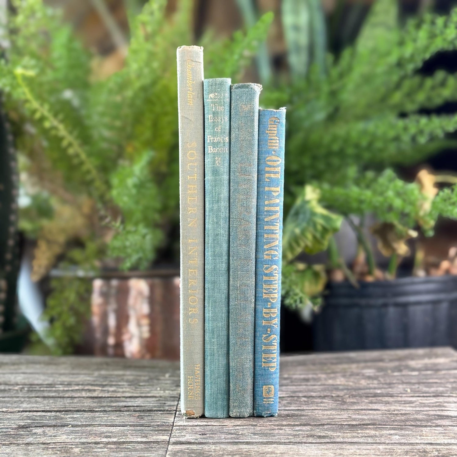 Vintage Blue Gray Oversized Art, Design, and Literature Book Bundle for Coffee Table Decor - Pretty Old Books