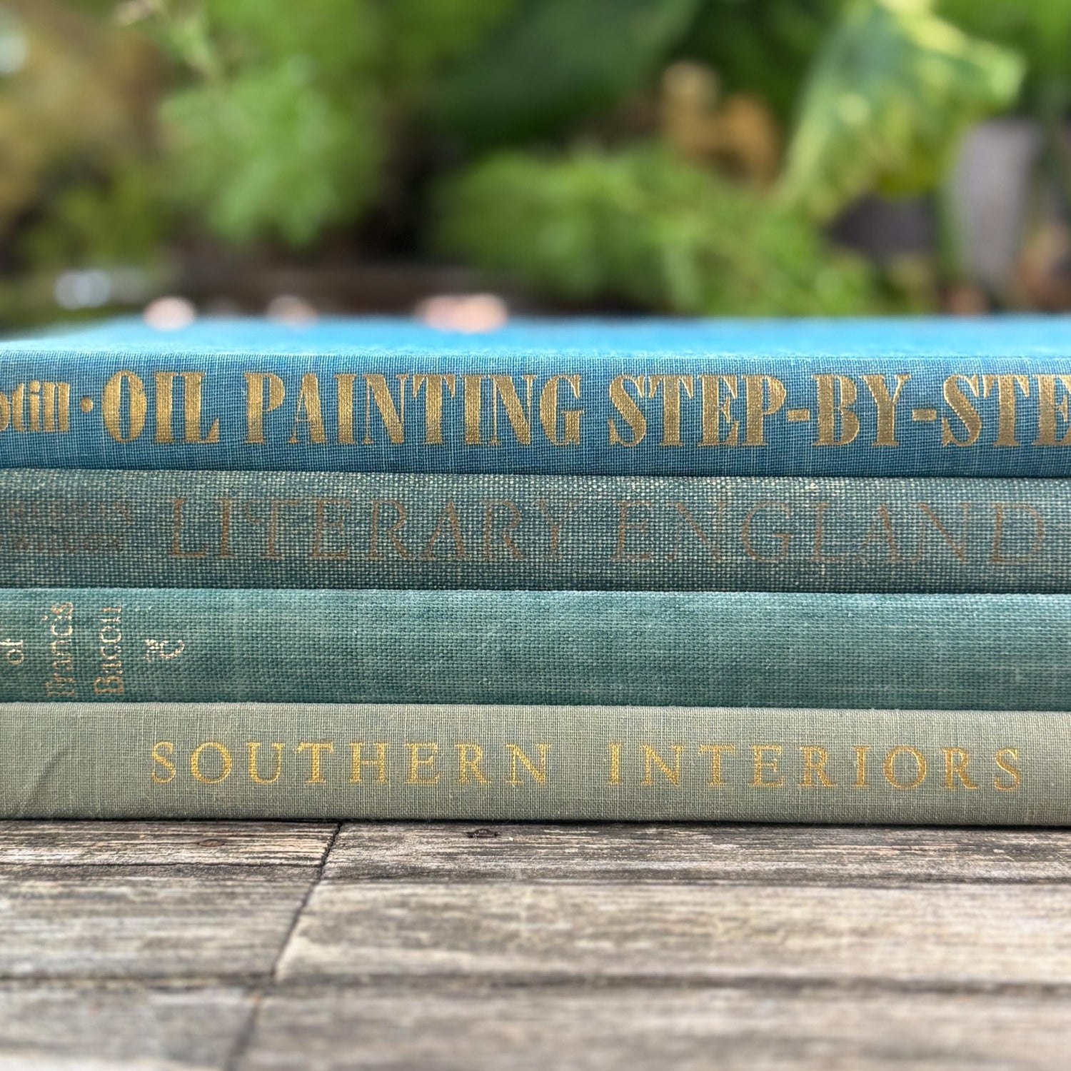 Vintage Blue Gray Oversized Art, Design, and Literature Book Bundle for Coffee Table Decor - Pretty Old Books