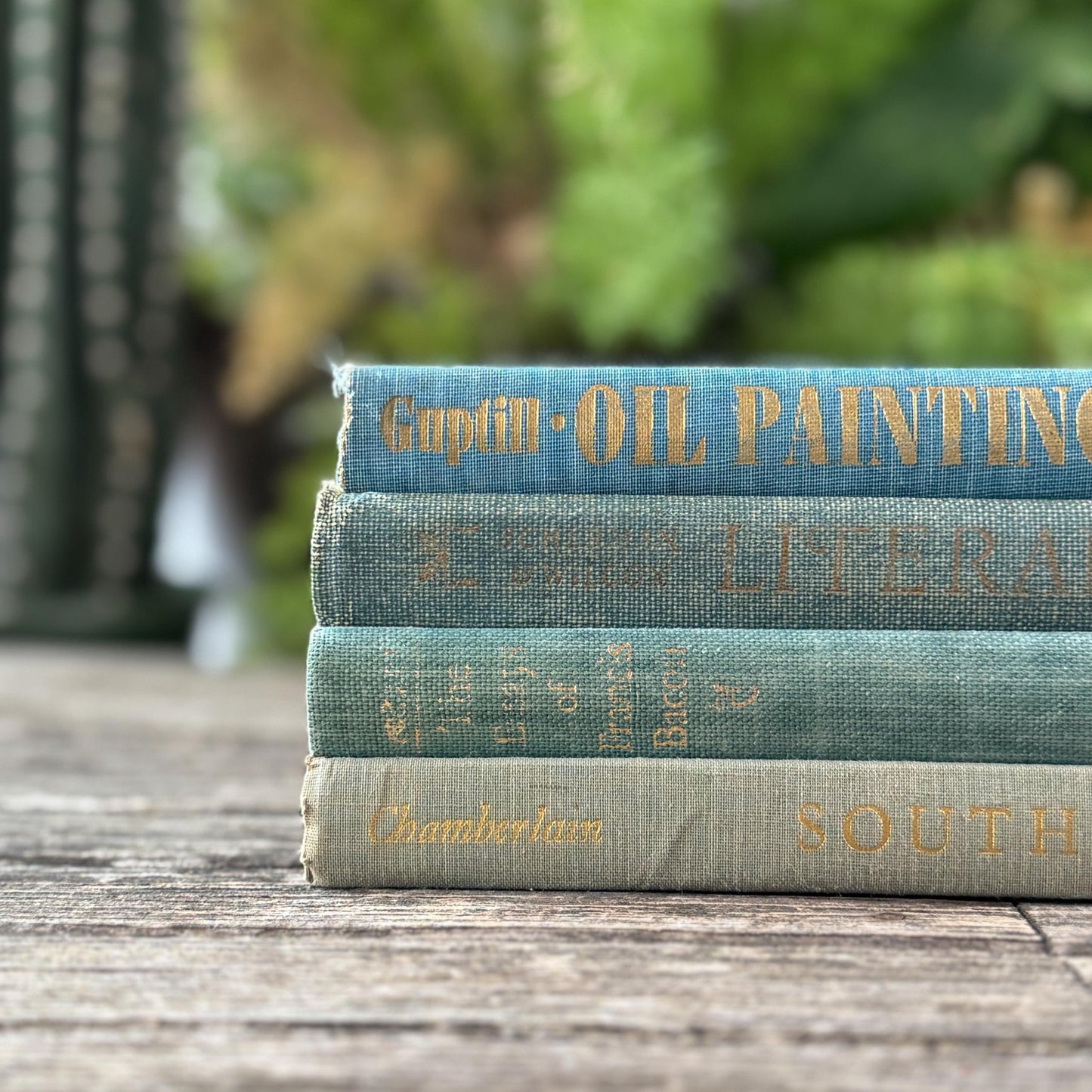 Vintage Blue Gray Oversized Art, Design, and Literature Book Bundle for Coffee Table Decor - Pretty Old Books