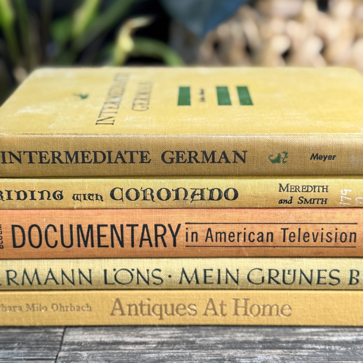 Vintage Book Bundle in Mustard, Golden Yellow & Pale Orange Oversized Hardcovers - Pretty Old Books
