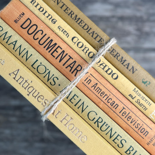 Vintage Book Bundle in Mustard, Golden Yellow & Pale Orange Oversized Hardcovers - Pretty Old Books