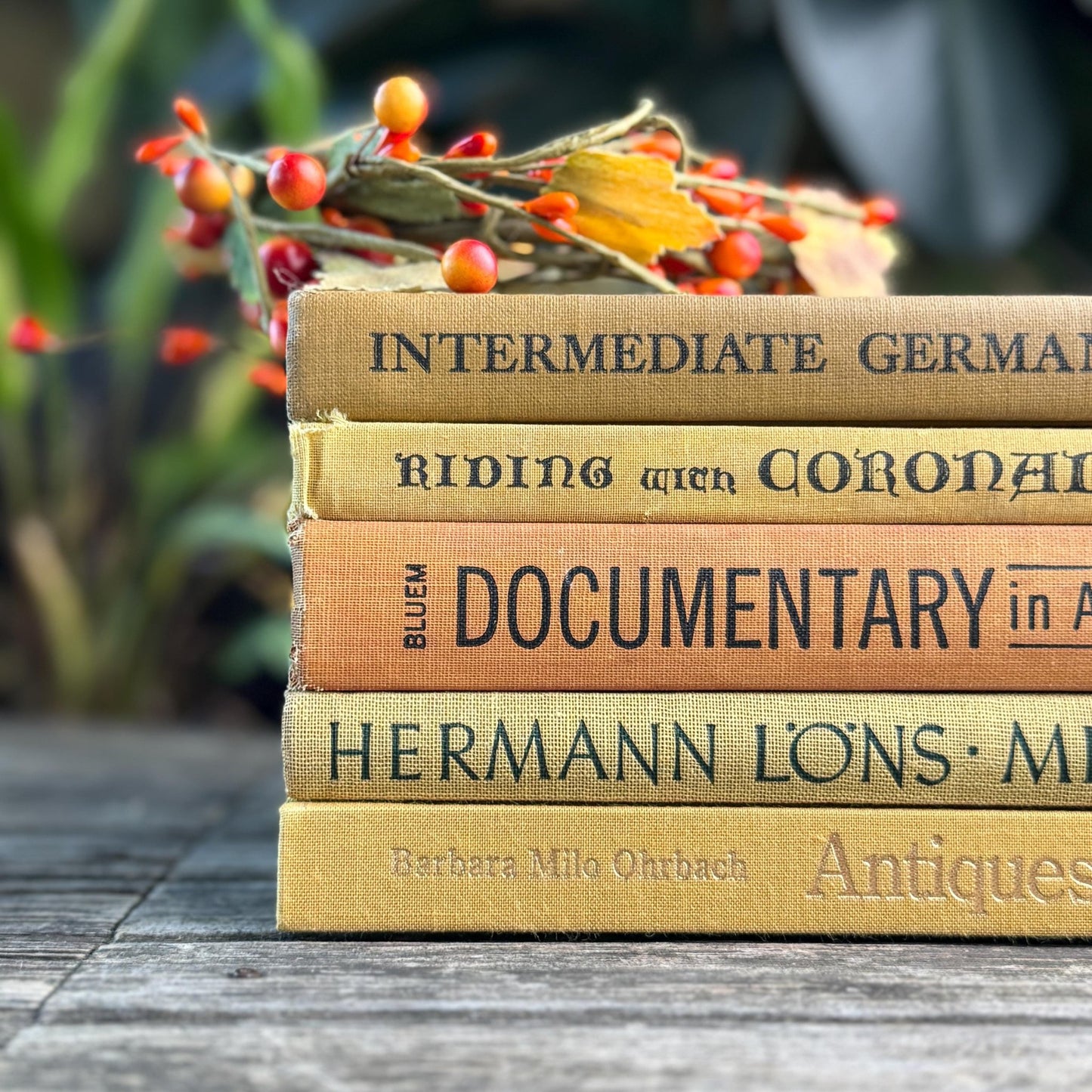 Vintage Book Bundle in Mustard, Golden Yellow & Pale Orange Oversized Hardcovers - Pretty Old Books